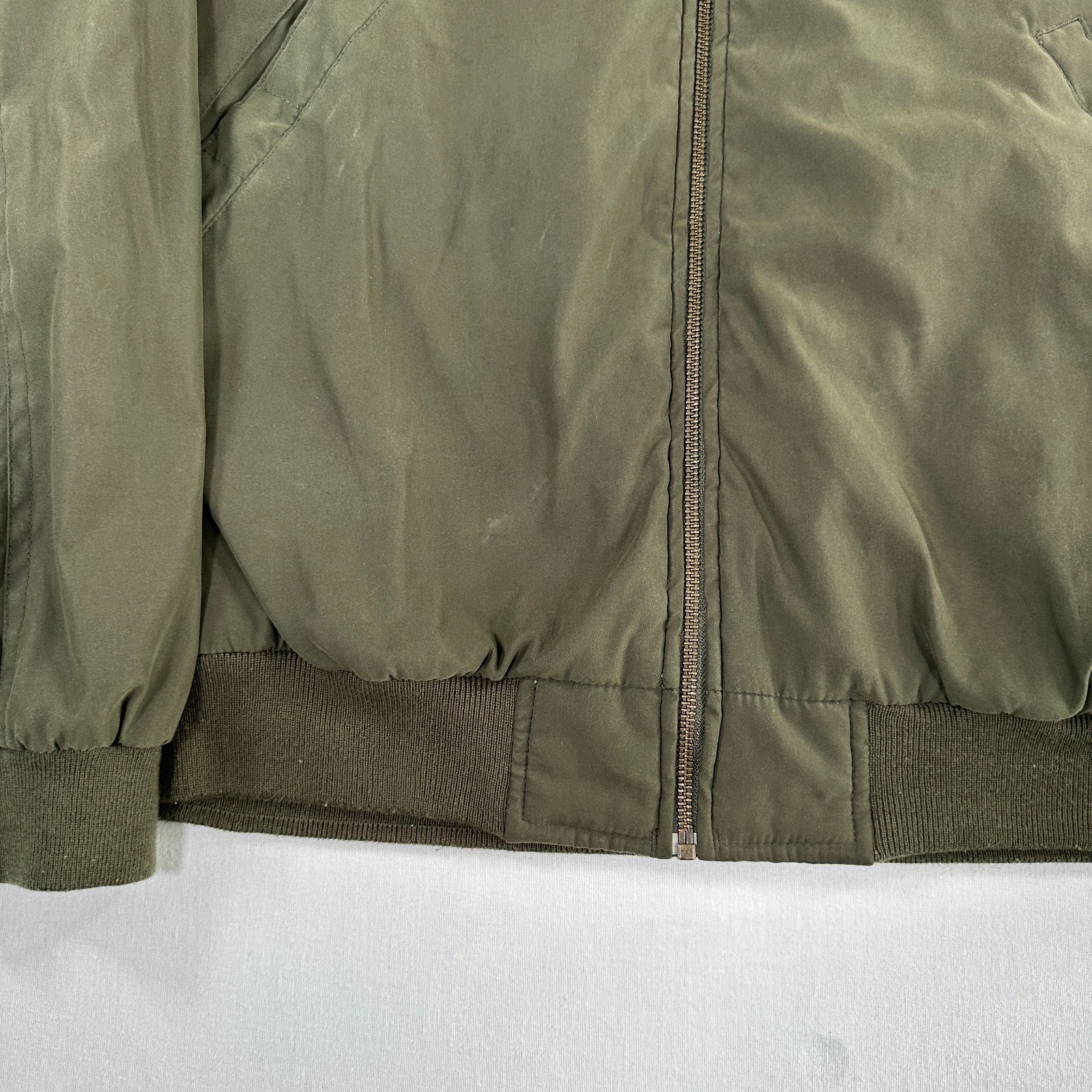 Vintage Hathaway Mens Bomber Jacket Green Microfiber Size M Collared