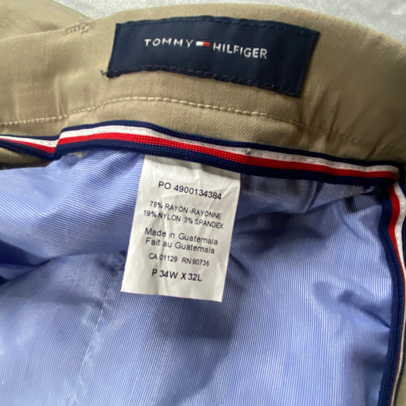 Tommy Hilfiger THFlex Tate Men Tan Stretch Chino Pants Casual Slacks 34×32 NEW