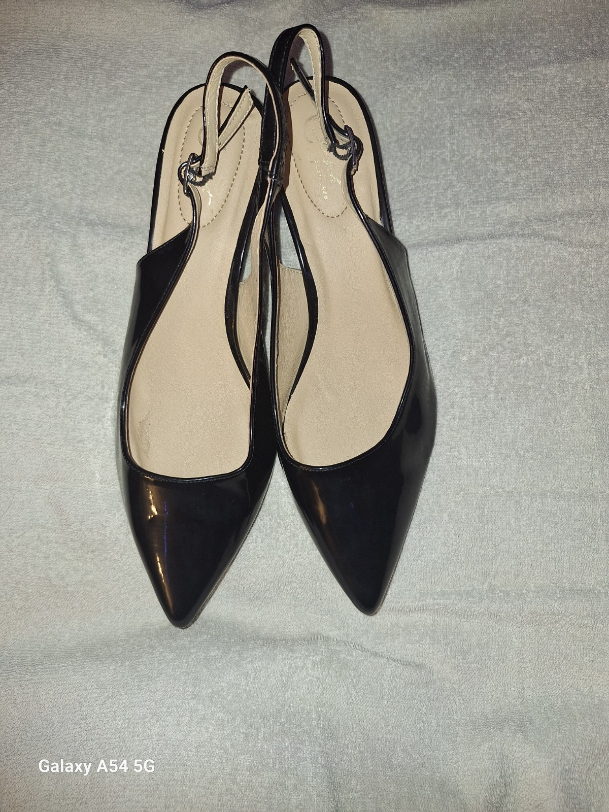 Comfort Plus Black Slingback Ankle Strap Pointed Toe Heels Synthetic 11W