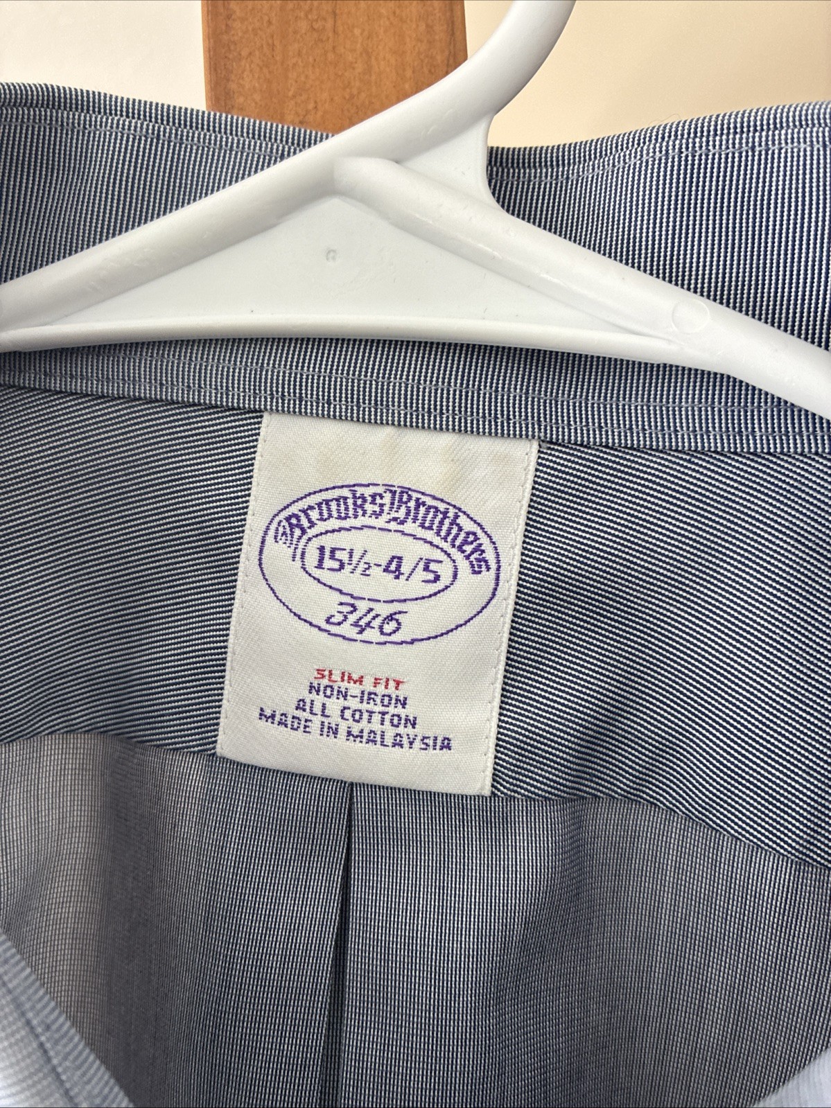Brooks Brothers Men’s Dress Shirt Blue Striped 15.5-4/5