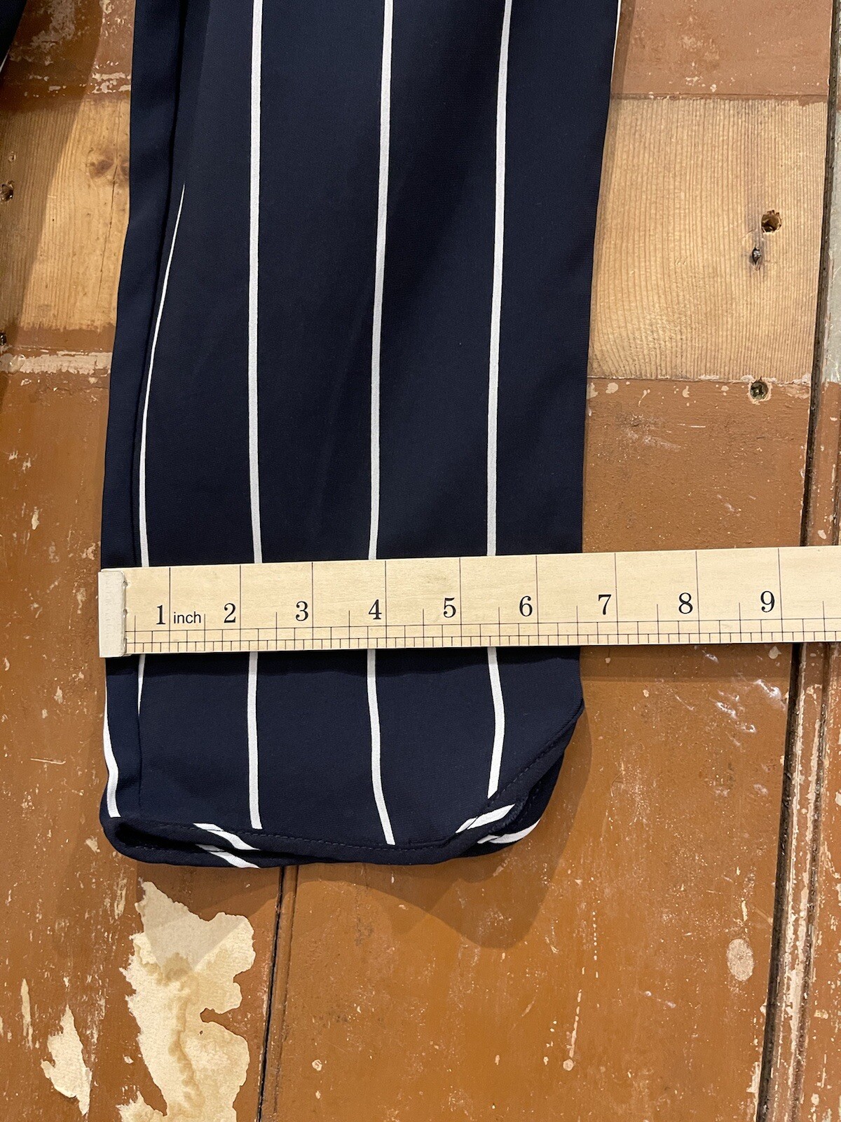 Zara Trafaluc Trousers Navy Blue Striped Elasticated Stretch Women’s Small