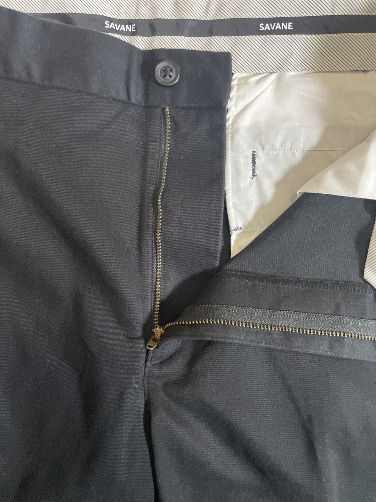 Savane Geokhakis Black Flat Front Tapered Leg Pants Men’s Size 38×30 NWT Stretch