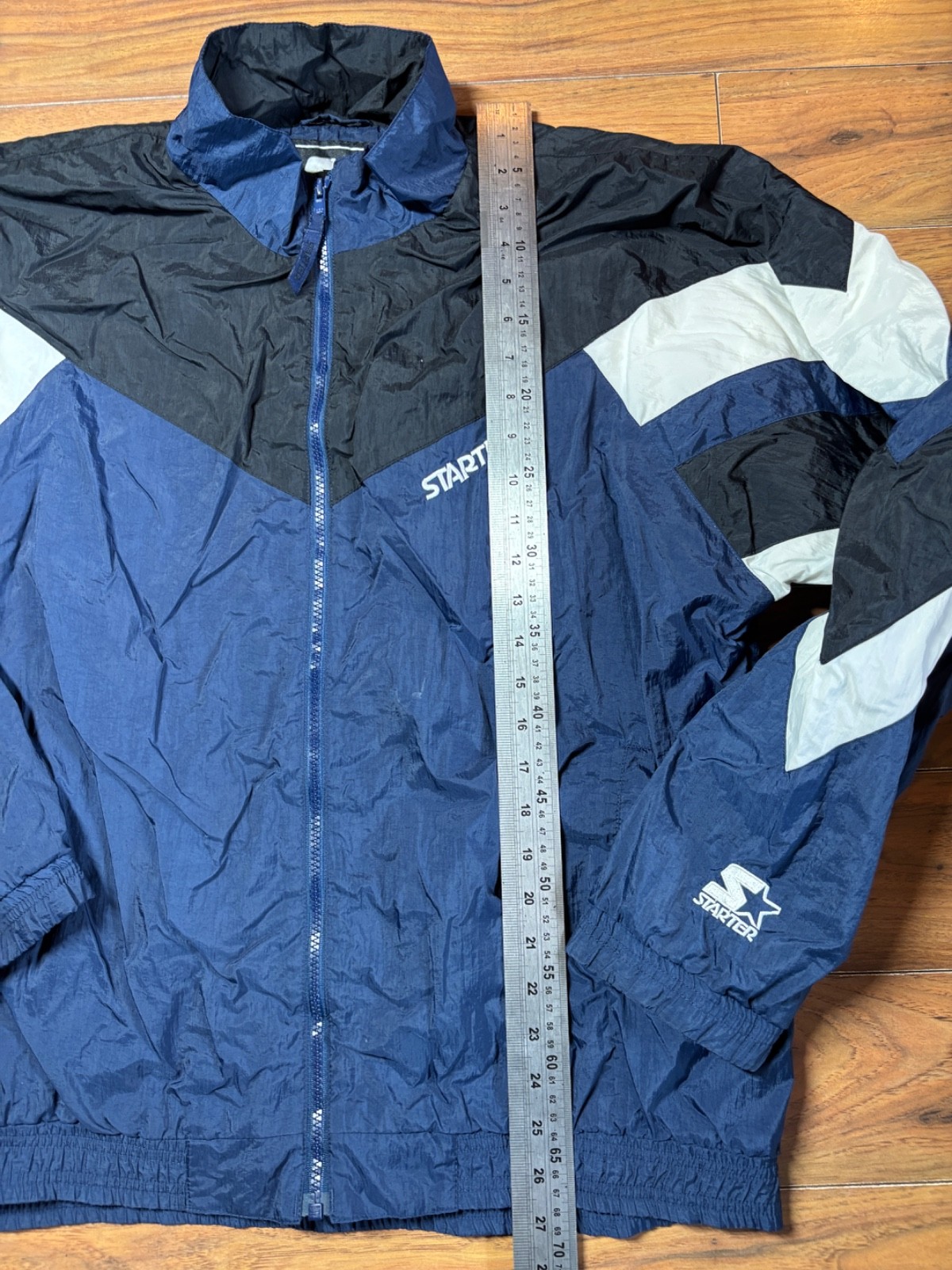 Vintage Starter Windbreaker Jacket M Blue Black 90s Streetwear Retro Sportswear