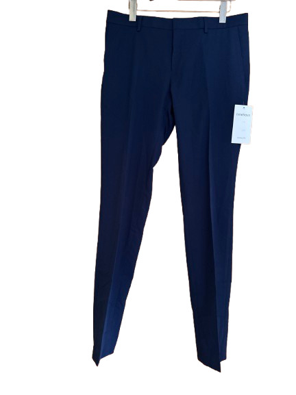 Limehaus Smart Trousers Mens Workwear Size W33 L29 Skinny Fit Navy Stretch Pant.