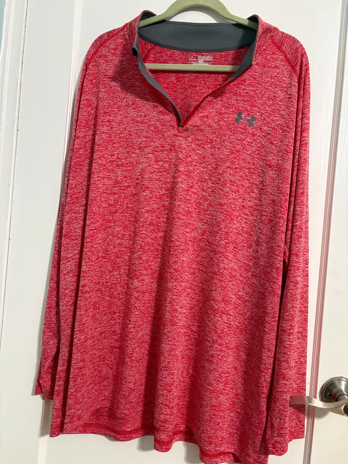 Under Armour HeatGear Quarter Zip Pullover Red Heather Men’s 3XL Loose Fit