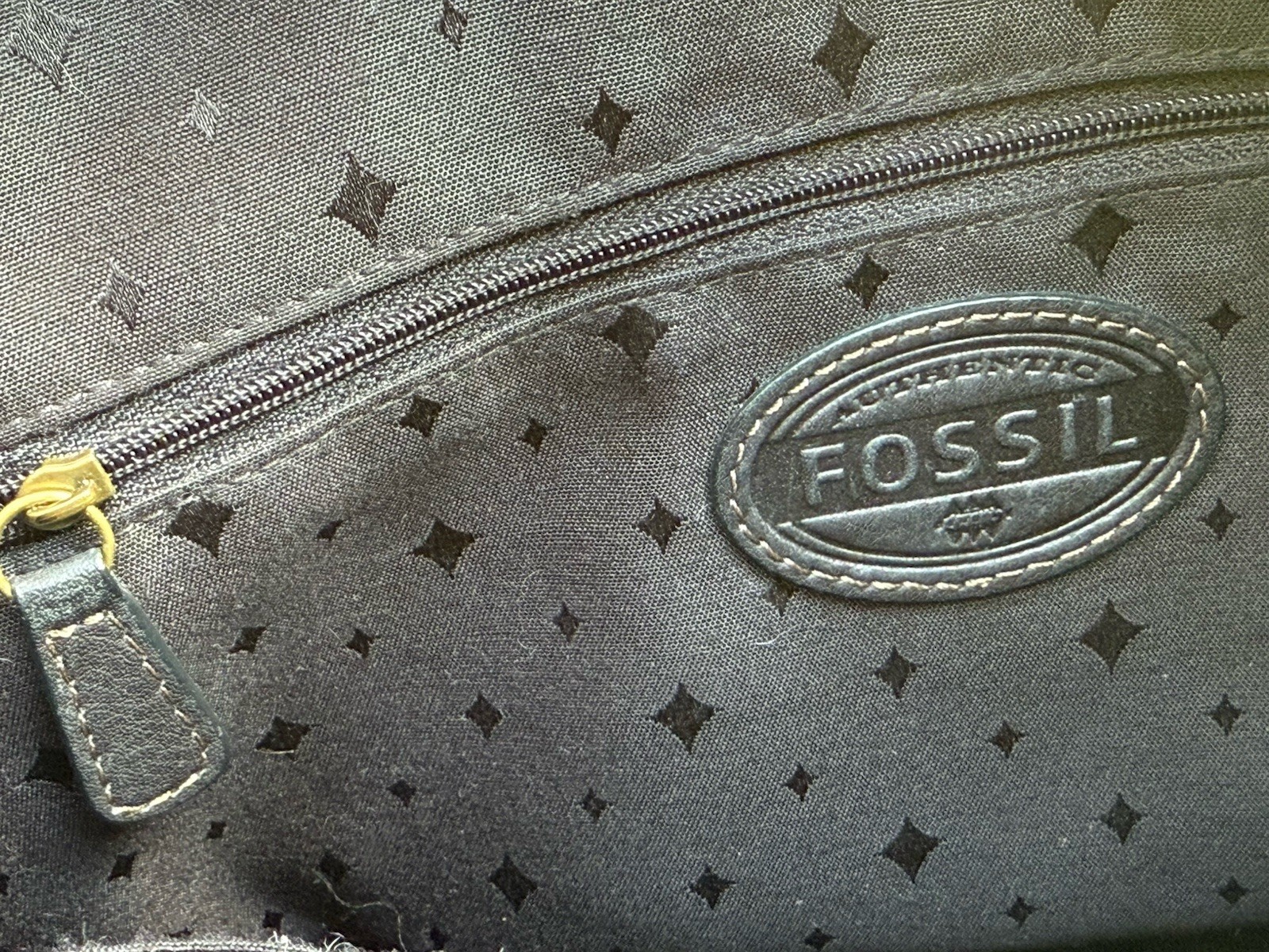 Vintage Fossil Morgan LOCK & KEY Black Cowhide Pebbled Leather Satchel Purse EUC