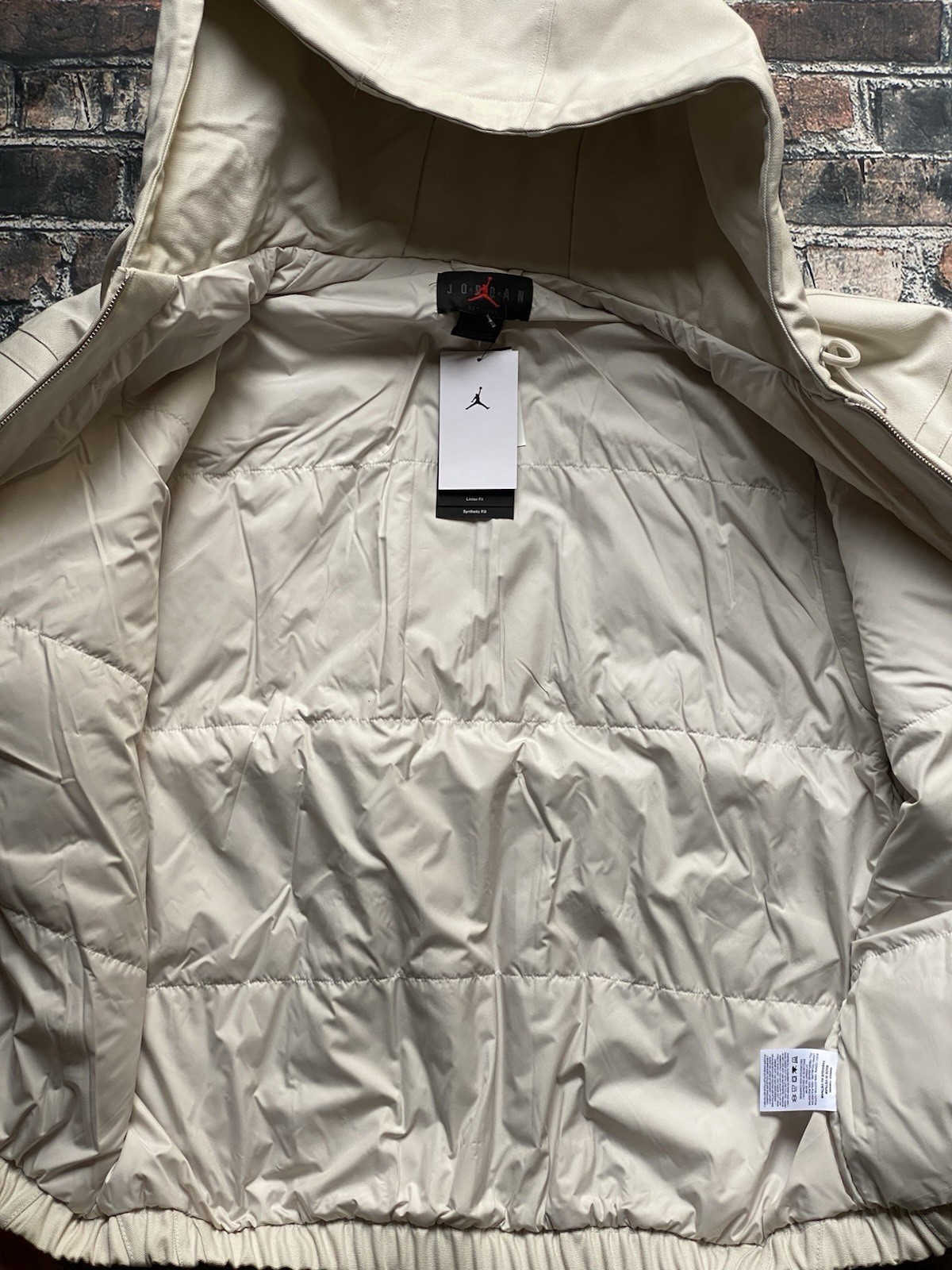 MSRP$175 (NEW) NIKE Flight Draft Jacket Light Orewood Mens Lg – Loose Fit