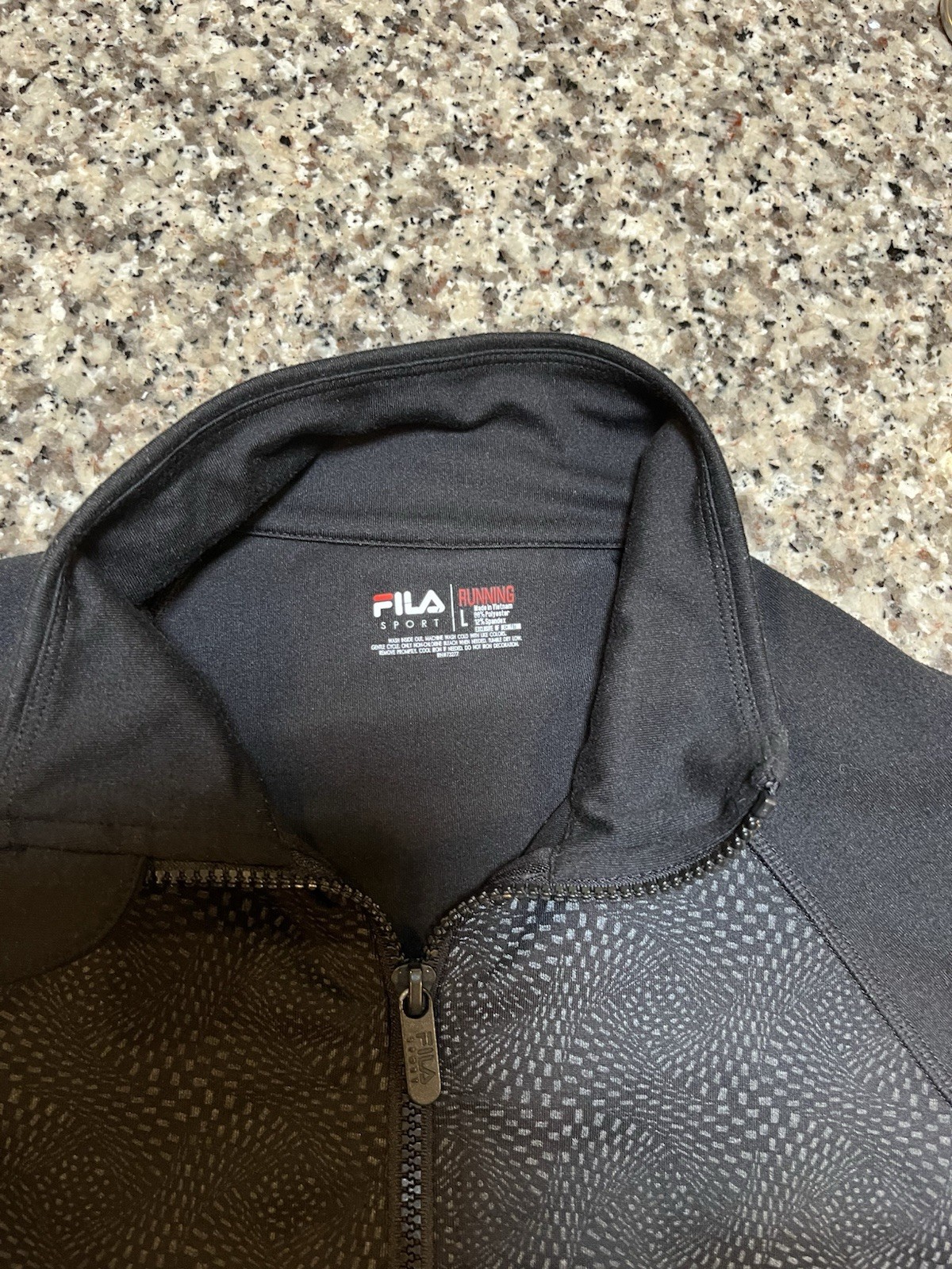FILA Sport Women’s L Black/Gray Track Jacket 1/4 Zip Thumbholes