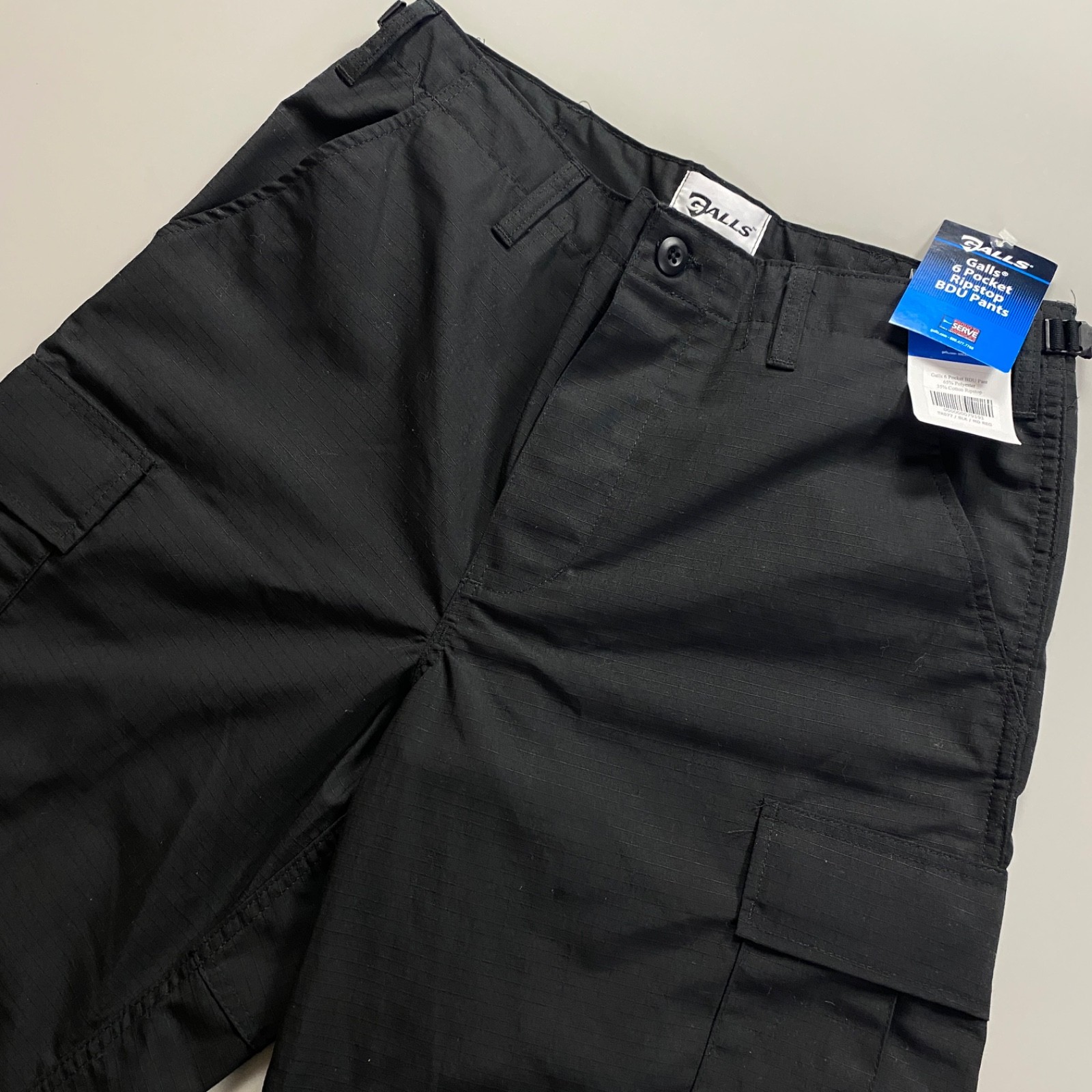 GALLS Mens Medium x 32″ 6 Pocket Ripstop BDU Pants Black Poly Cotton Tactical