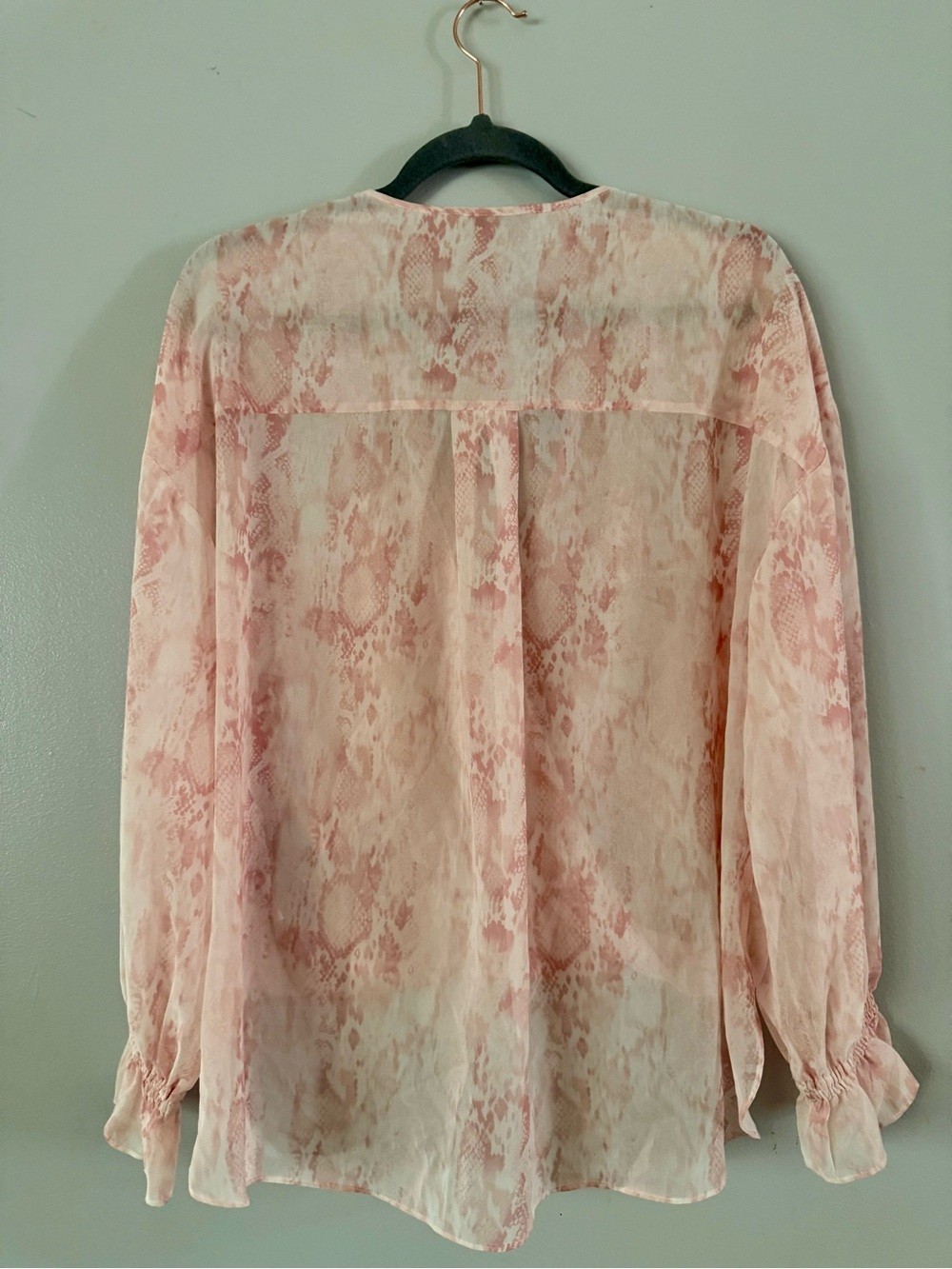 AllSaints Penny Masala Sheer Wrap Top Blouse Pink Cream Size 6