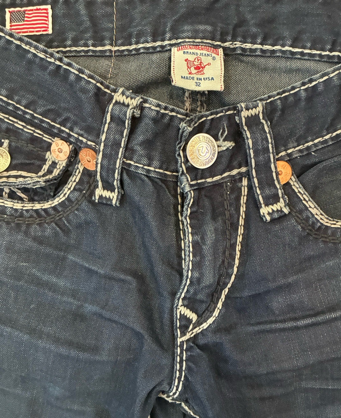 Y2K True Religion Ricky Super T Straight Fit Denim Jeans Size 32