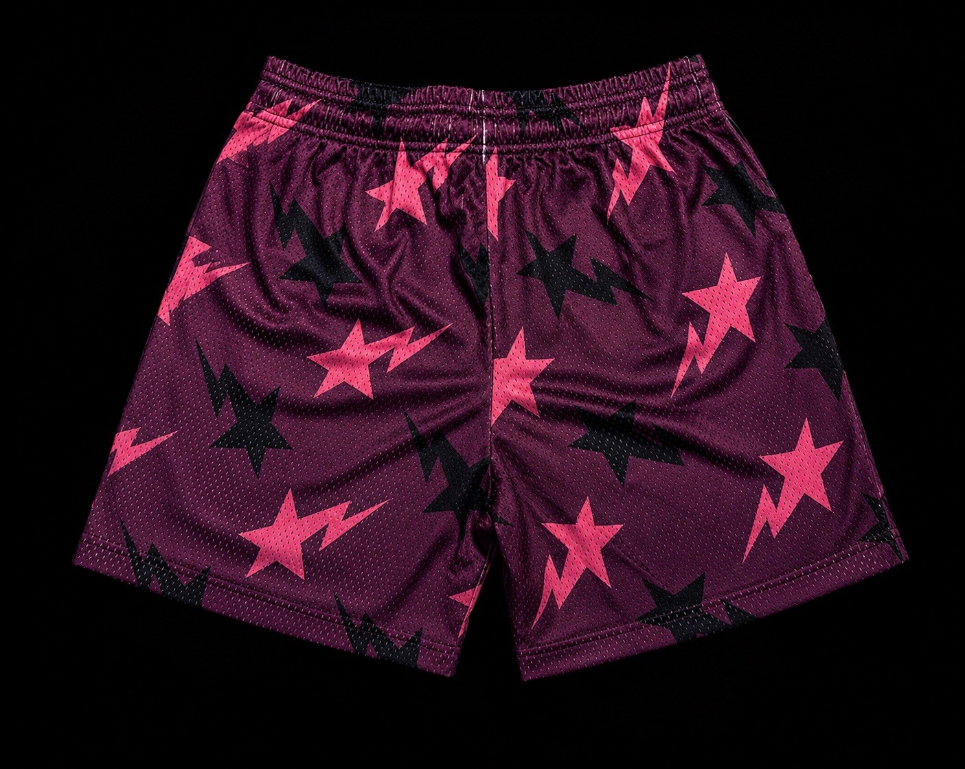 Eric Emanuel EE Lightning Star Mesh Shorts Purple Pink Size Medium New
