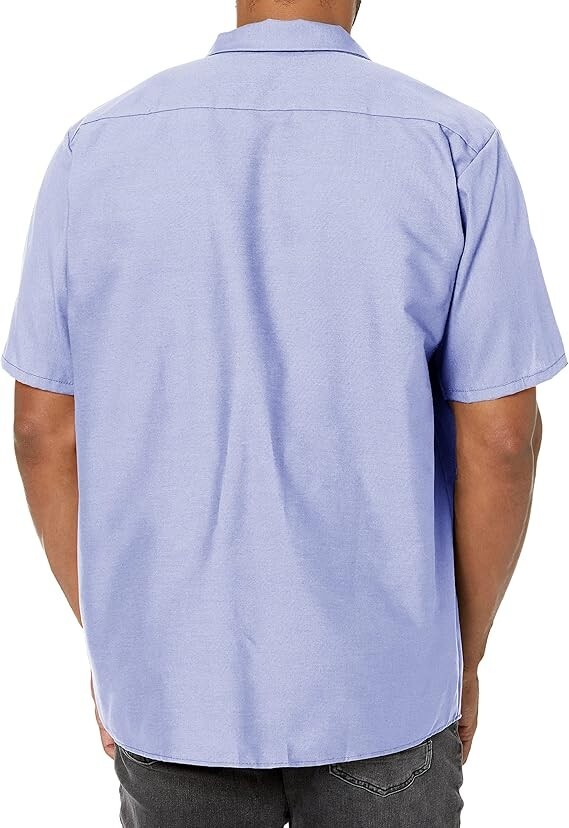 Red Kap Men’s Industrial Work Shirt, Regular Fit, Short Sleeve, Light Blue