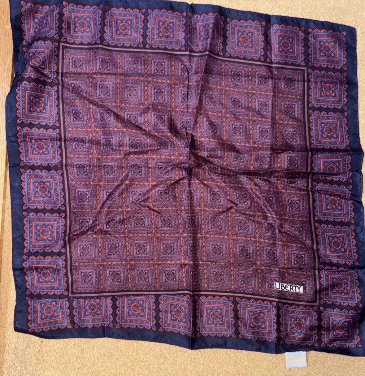 Vintage LIBERTY Silk Pocket Square 17×17 Made In ENGLAND NEEDS IRON