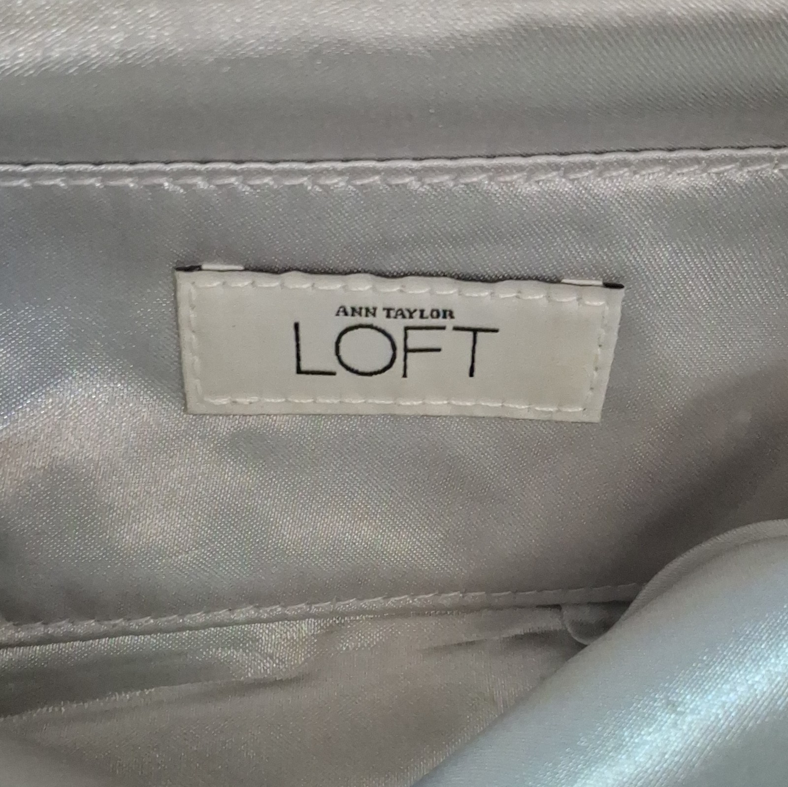 LOFT Silver Sequin Metallic Clutch Kiss Lock w/ Chain Shoulder Strap Formal