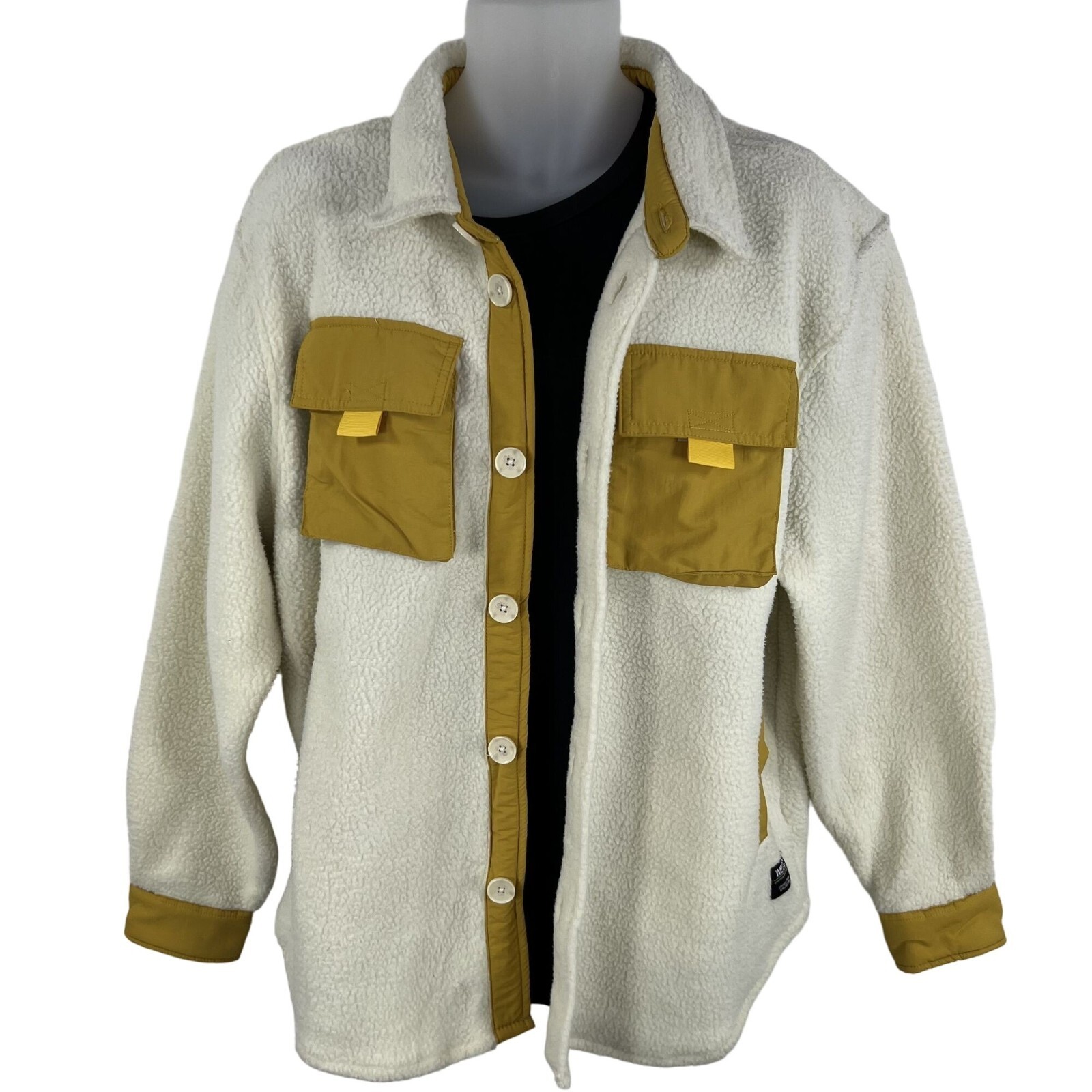 WESC NWT Sweden Sherpa Cargo Shacket Unisex XL / XXL Colorblock Overshirt Jacket