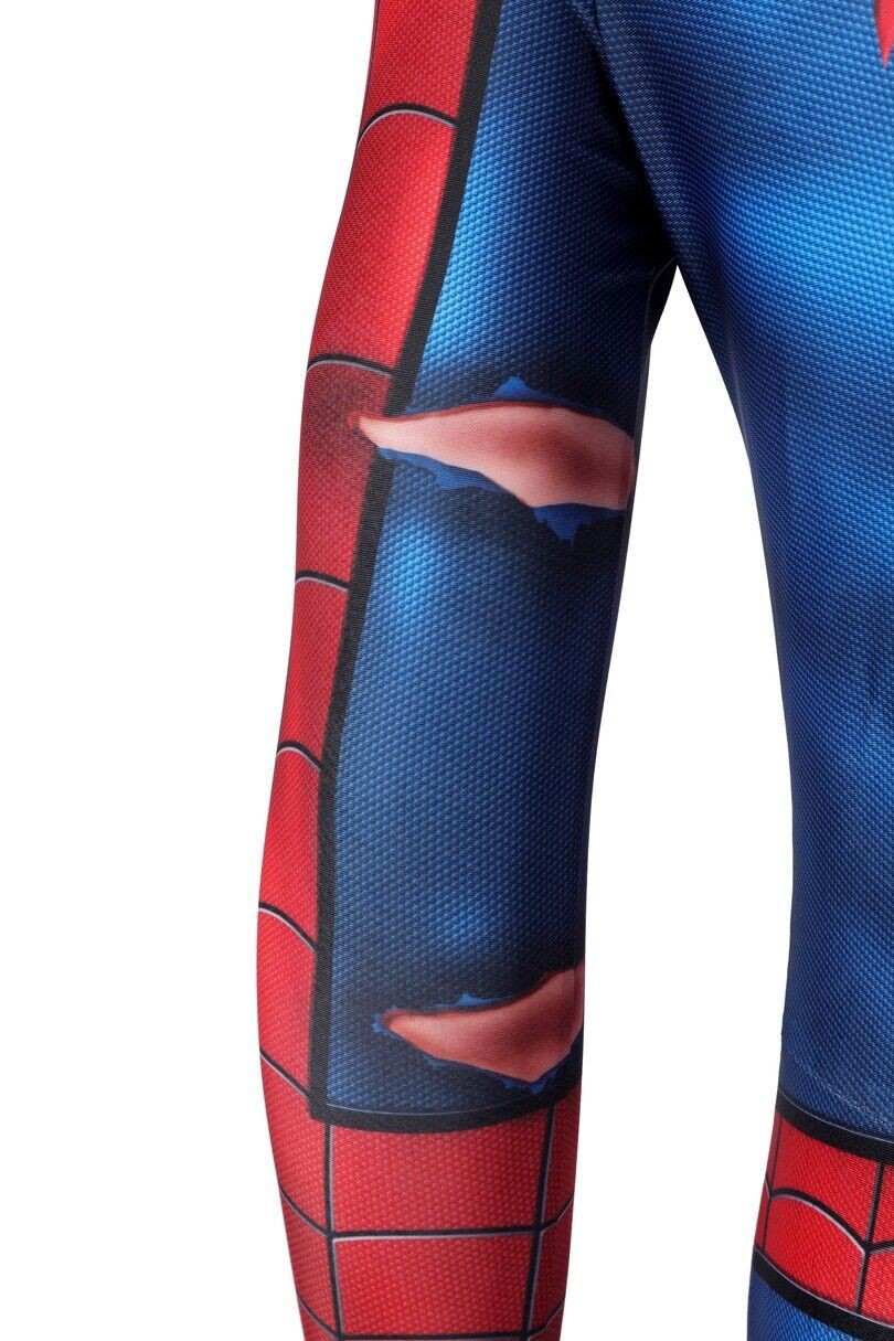 Cool PS5 Damaged Spiderman Jumpsuit Cosplay Spider-Man Bodysuit Suit Halloween