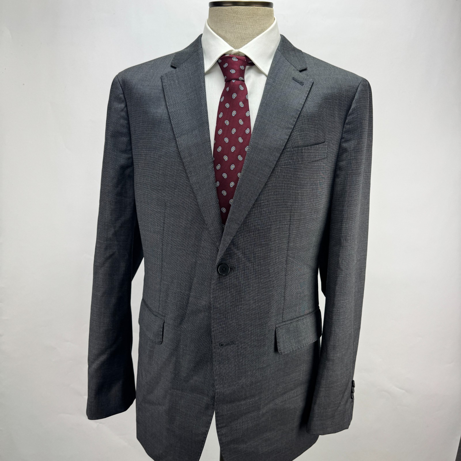 Banana Republic Reda Flexo Suit 44R Tailored Slim Fit Gray Nailhead 38×32 Pants