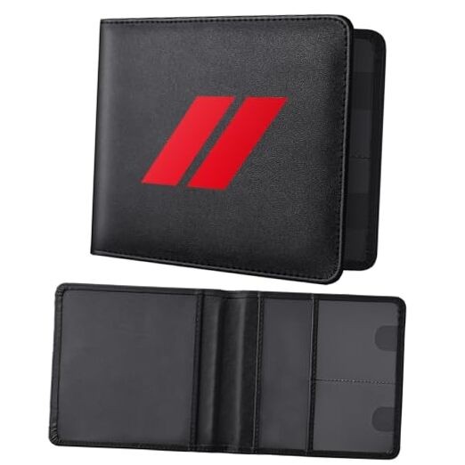 Small Leather Car Registration and Insurance – 13cm x 14cm – Black Box – Red Ram