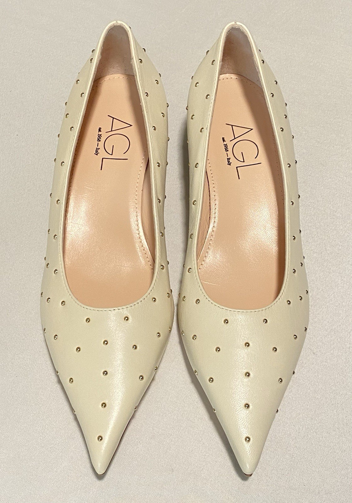 NWOB AGL 30mm Lenor Pumps Stud Embellished Women Kitten Heel EU37/US7 MSRP $495