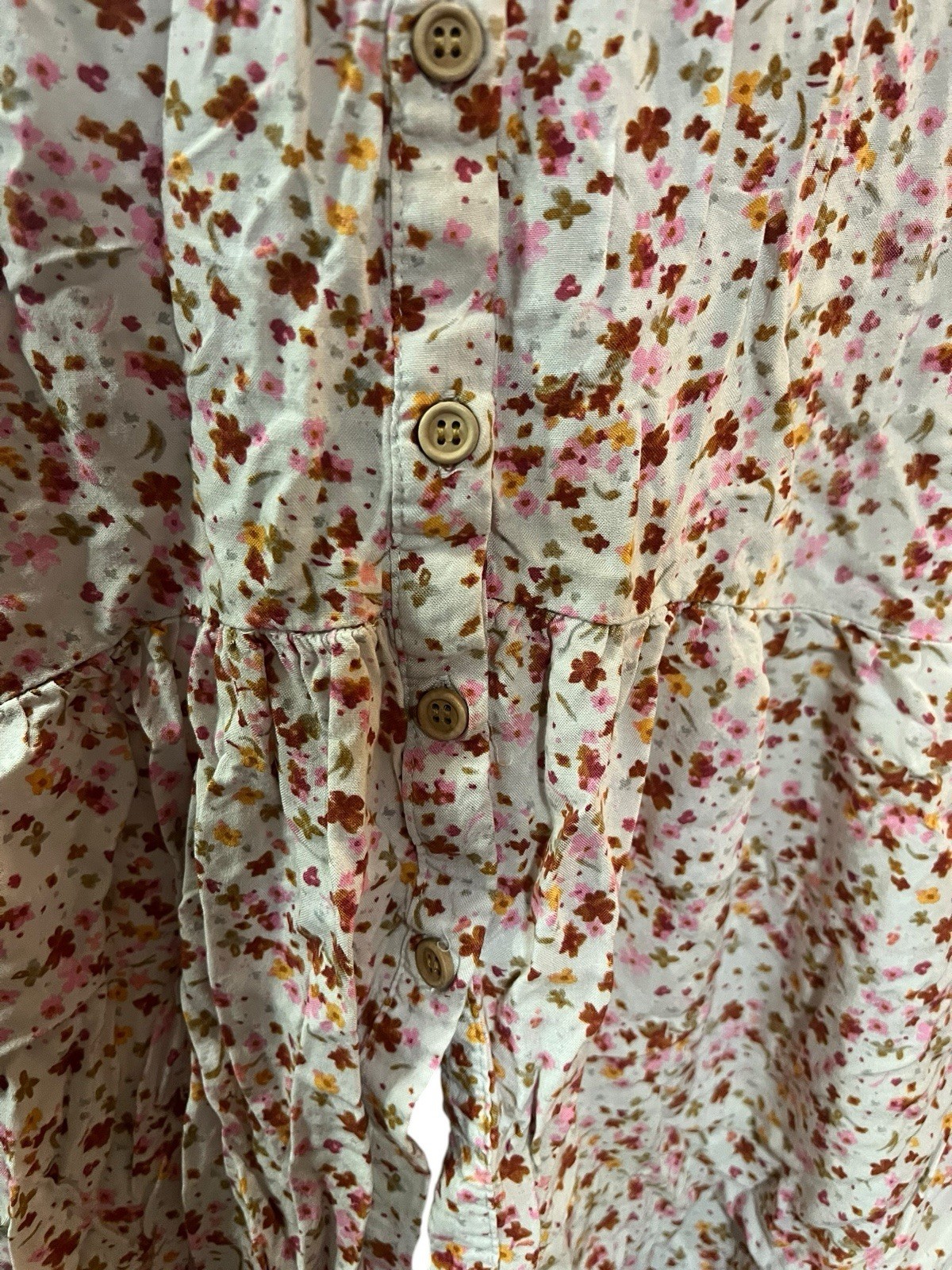 Ditsy Floral White Printed Spaghetti Strap Tea Party Dainty Button Dress Sz XL