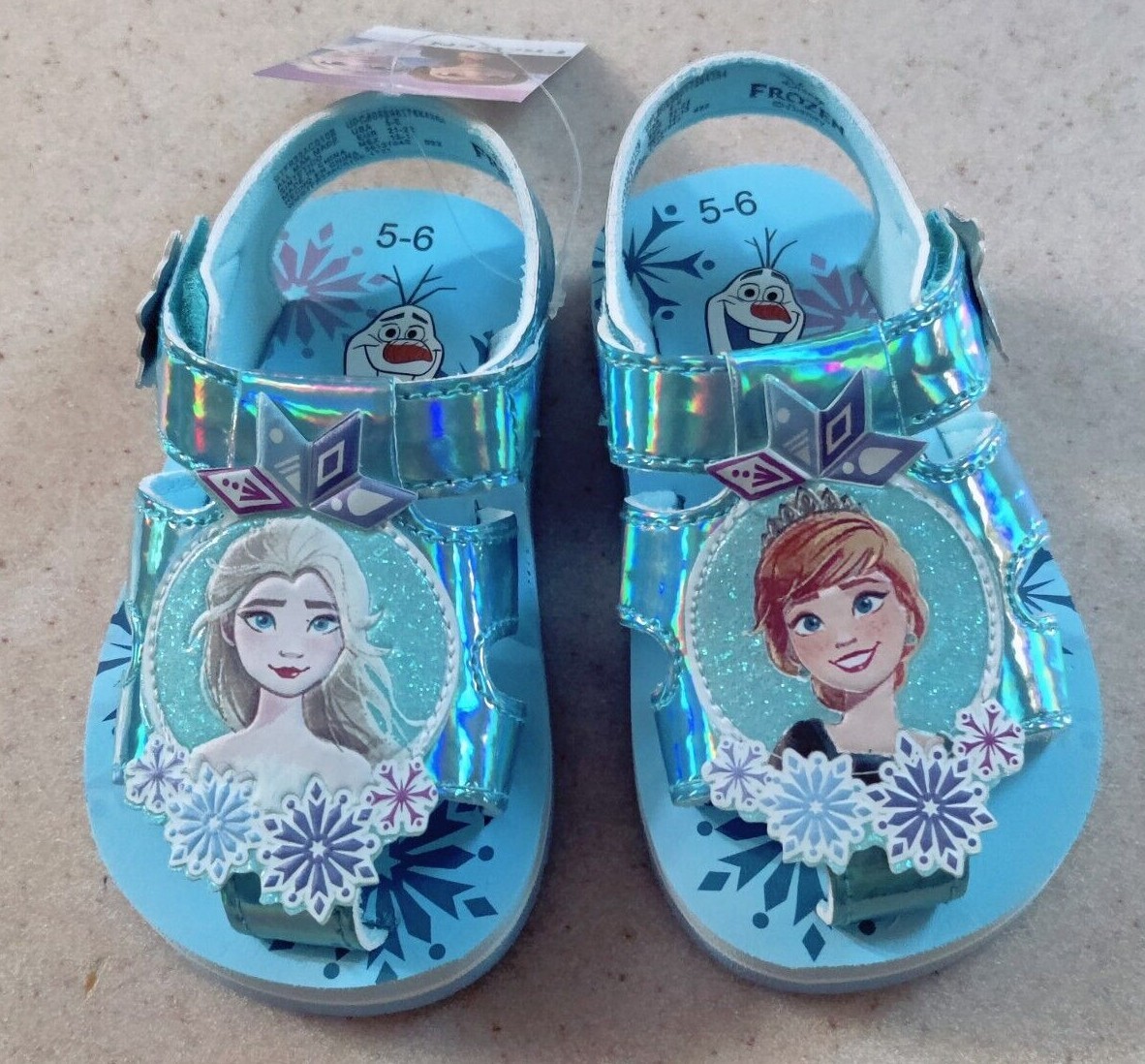 Toddler Girls Sandals Frozen Size 5/6 7/8 9/10 11/12 Elsa Anna Olaf Lightweight