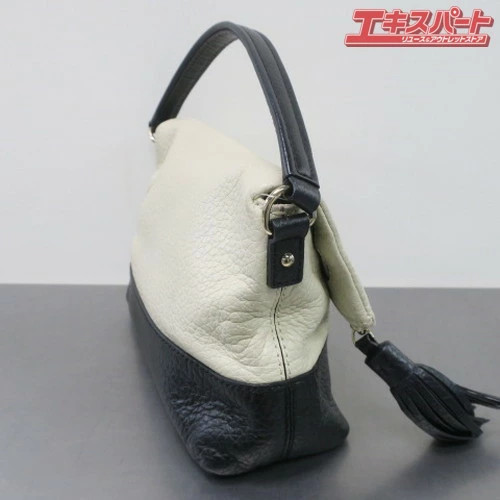 Kate Spade Shoulder Bag Leather 2way White Black Two tone Maebashi Store Used