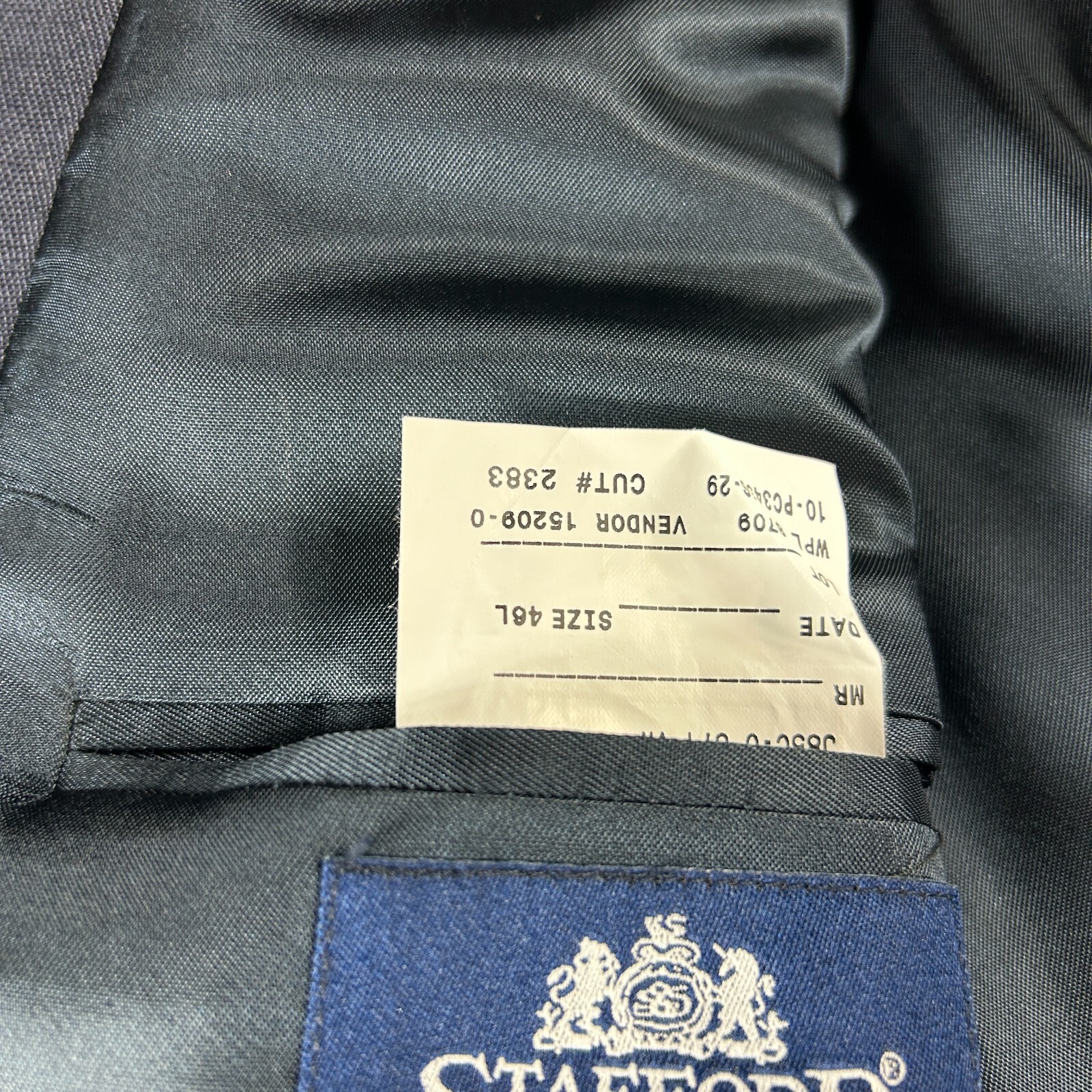 Stafford Worsted Wool Polyester Gold Button Blazer Sport Coat Blue Size 46L
