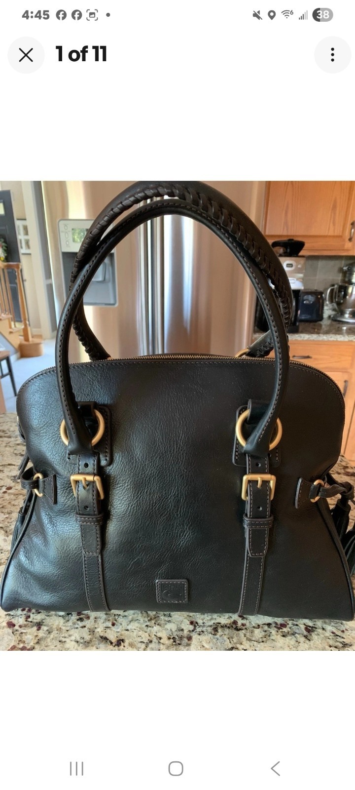 DOONEY & BOURKE Florentine Domed Buckle Satchel Black Tassel Bottom Studs