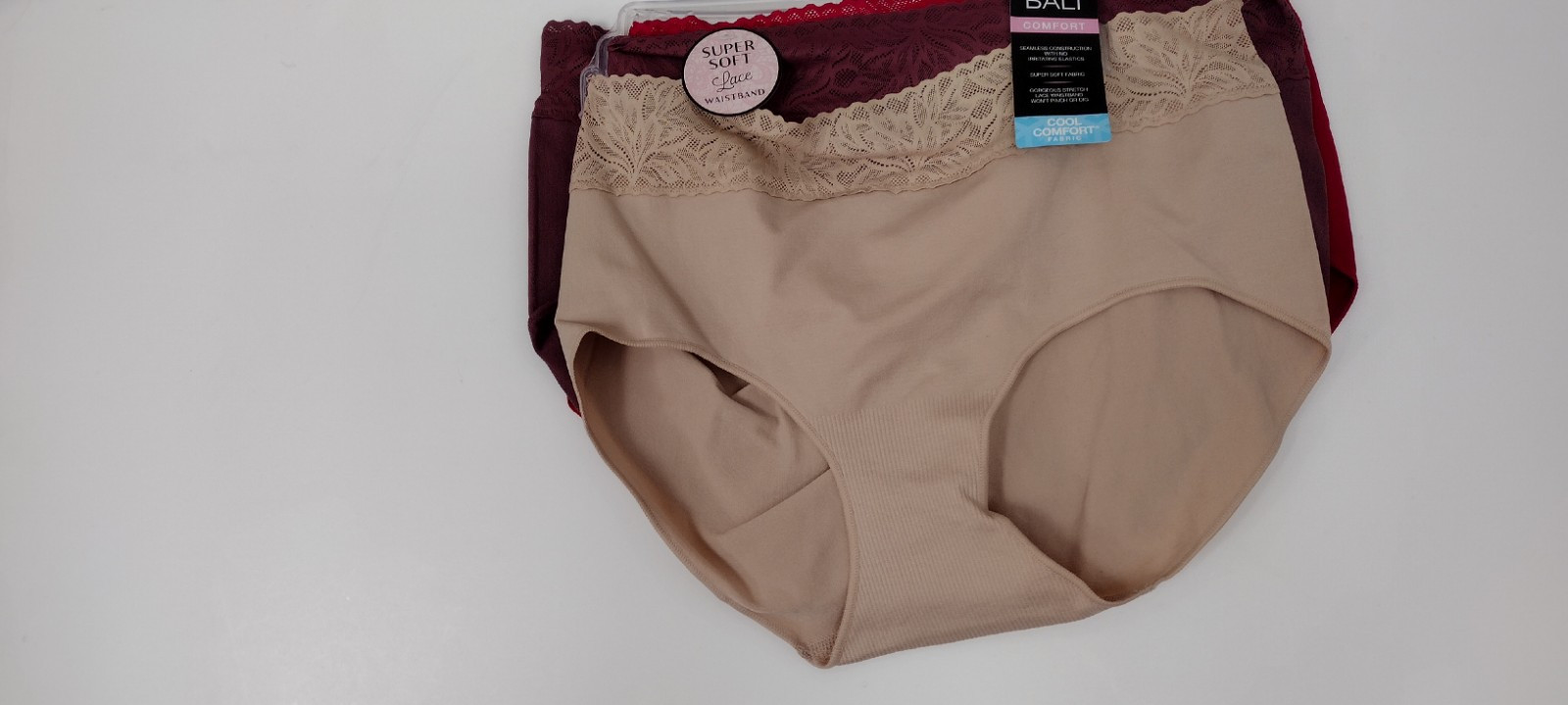 BALI 3 PACK ASSORTED COLORS SIZE 8/L HI-CUTS PANTIES DFMLB3 SEAMLESS COMFORT NEW