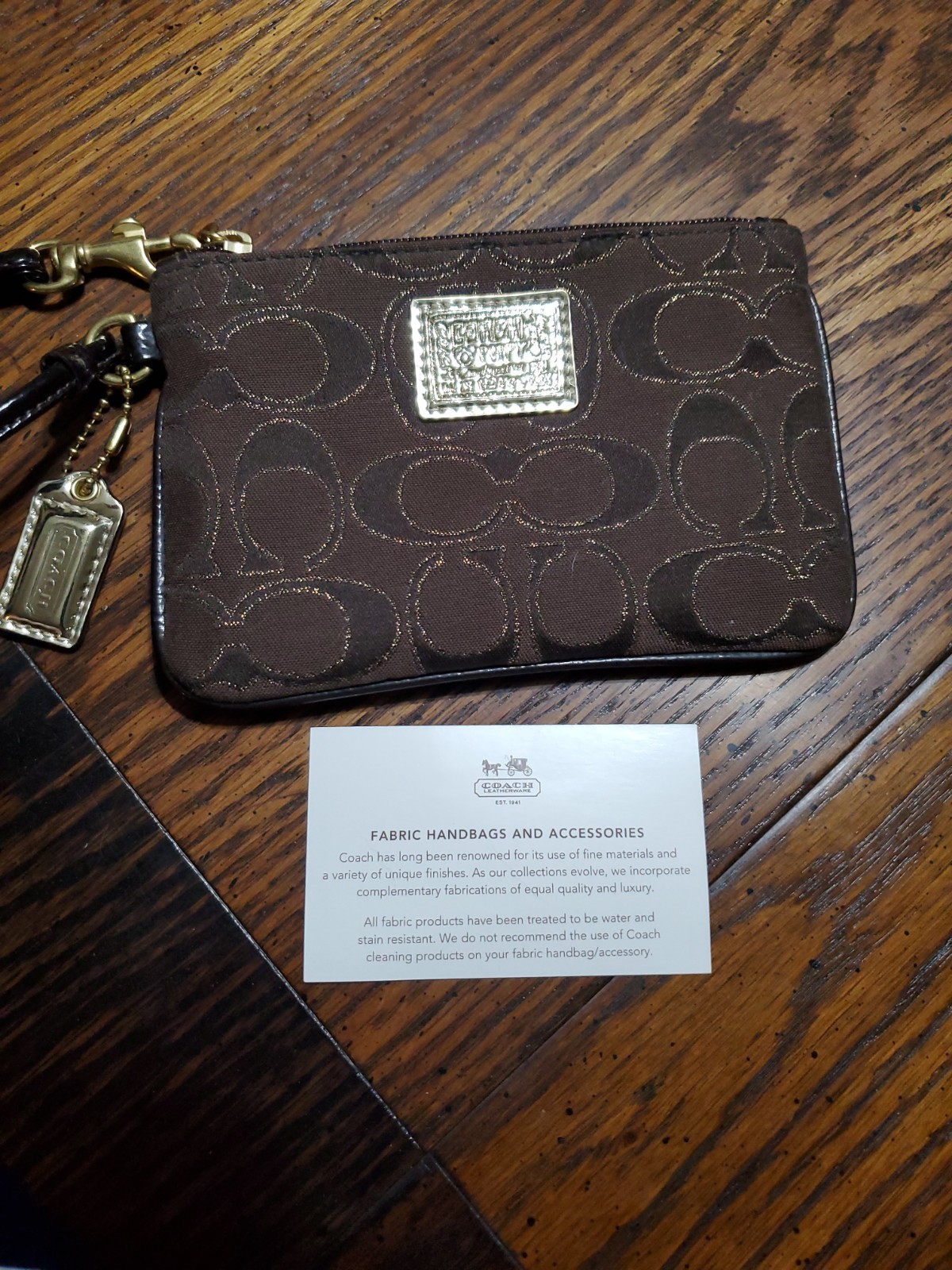 Vintage Coach Poppy Small Wristlet Brown Signature C Logo