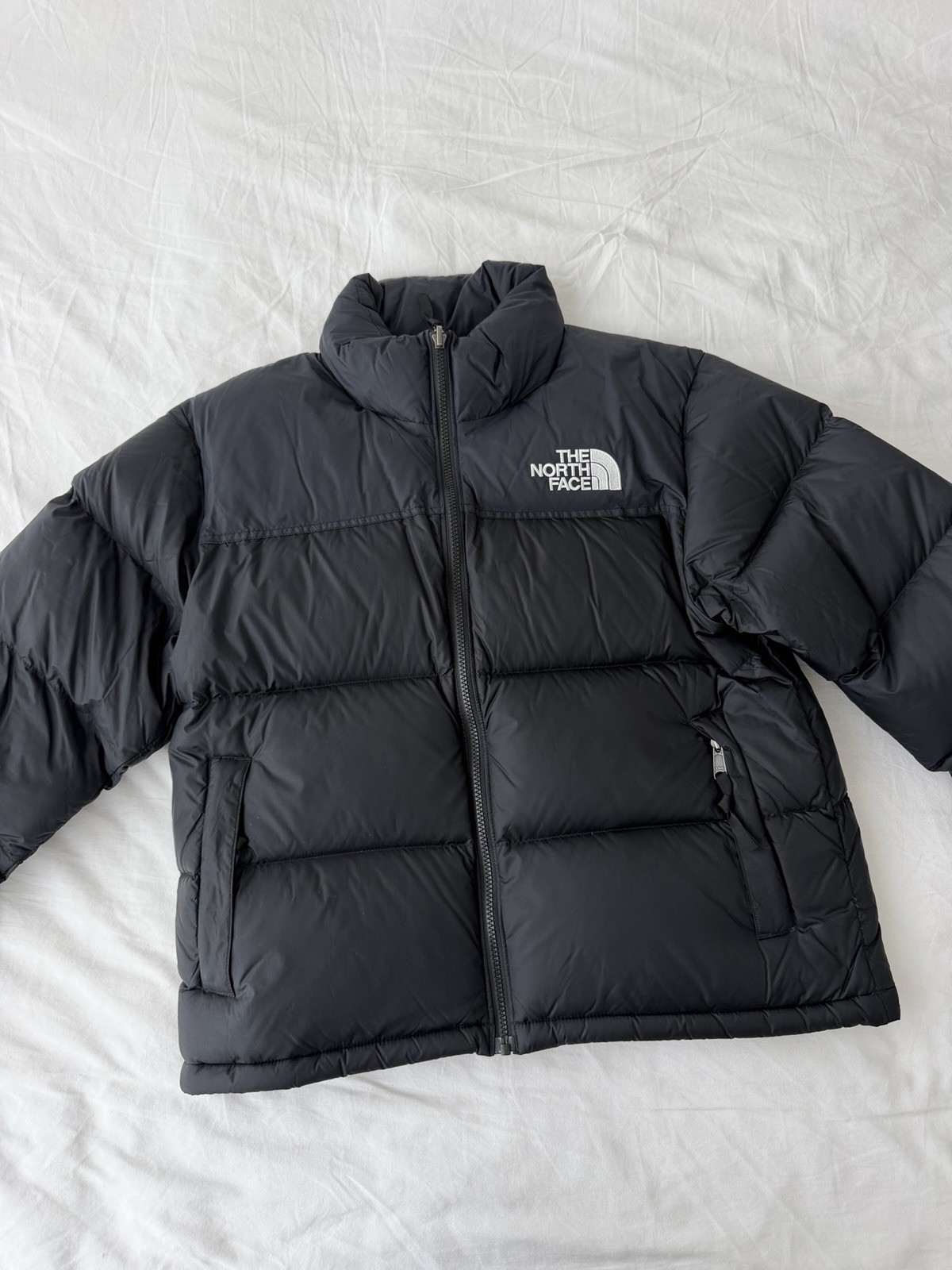 The North Face Women’s Black Down Puffer Nuptse Jacket Full Zip Pockets Size L