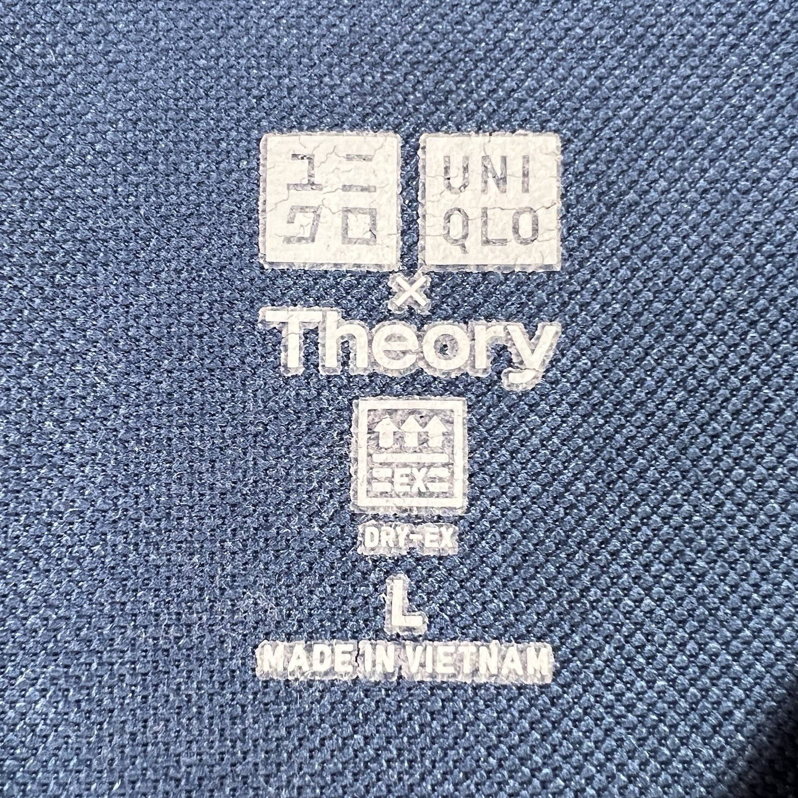 Uniqlo x Theory Shirt Mens Large Blue Dry-Ex 1/4 Quarter Zip Short Sleeve