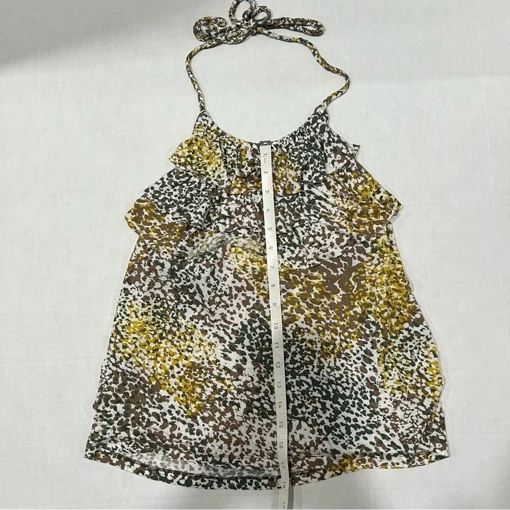 Banana Republic Ruffle Halter top Medium Abstract Print Open Back