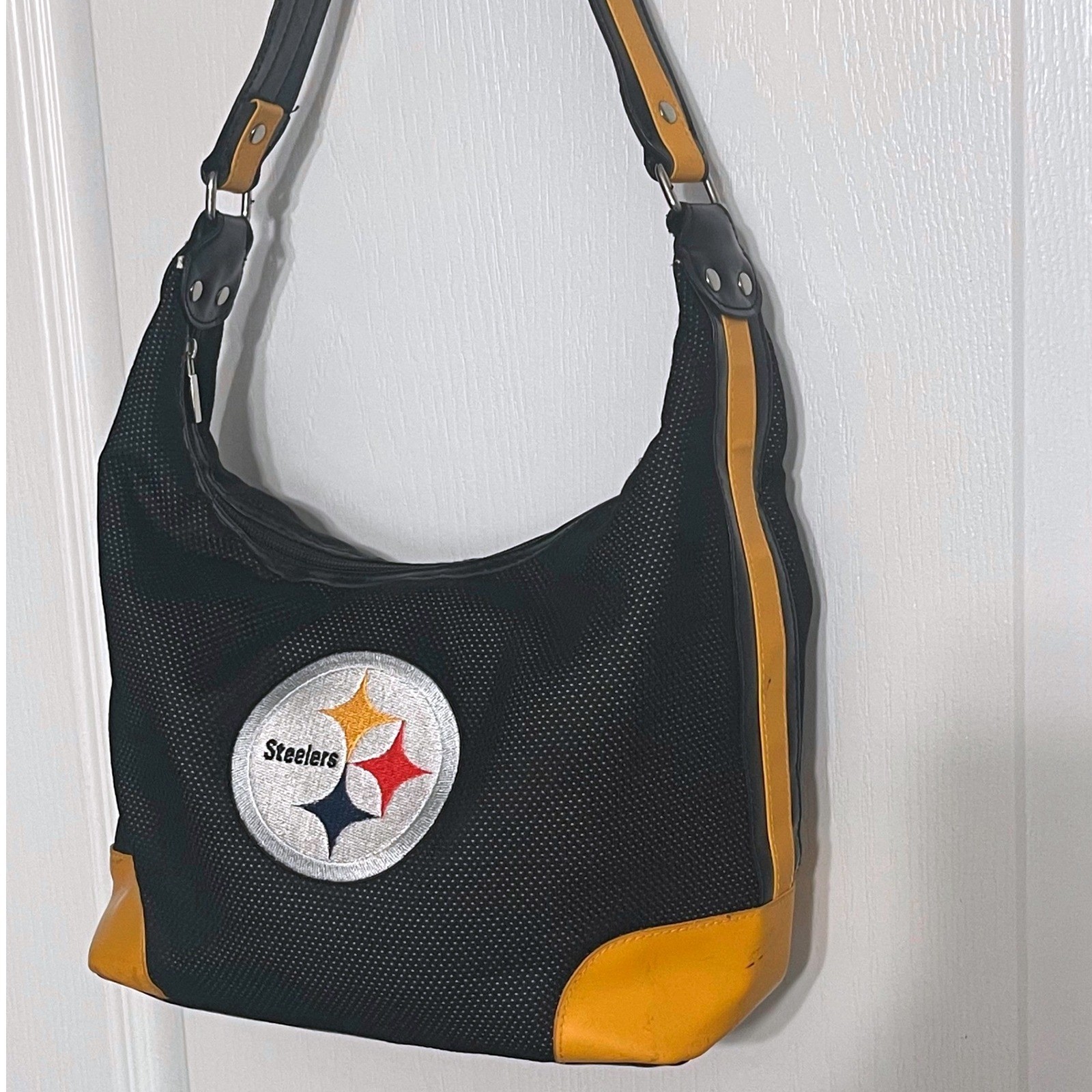 Pittsburgh Steelers NFL Littlearth MVF Mesh Hobo Shoulder Bag Black Yellow Purse