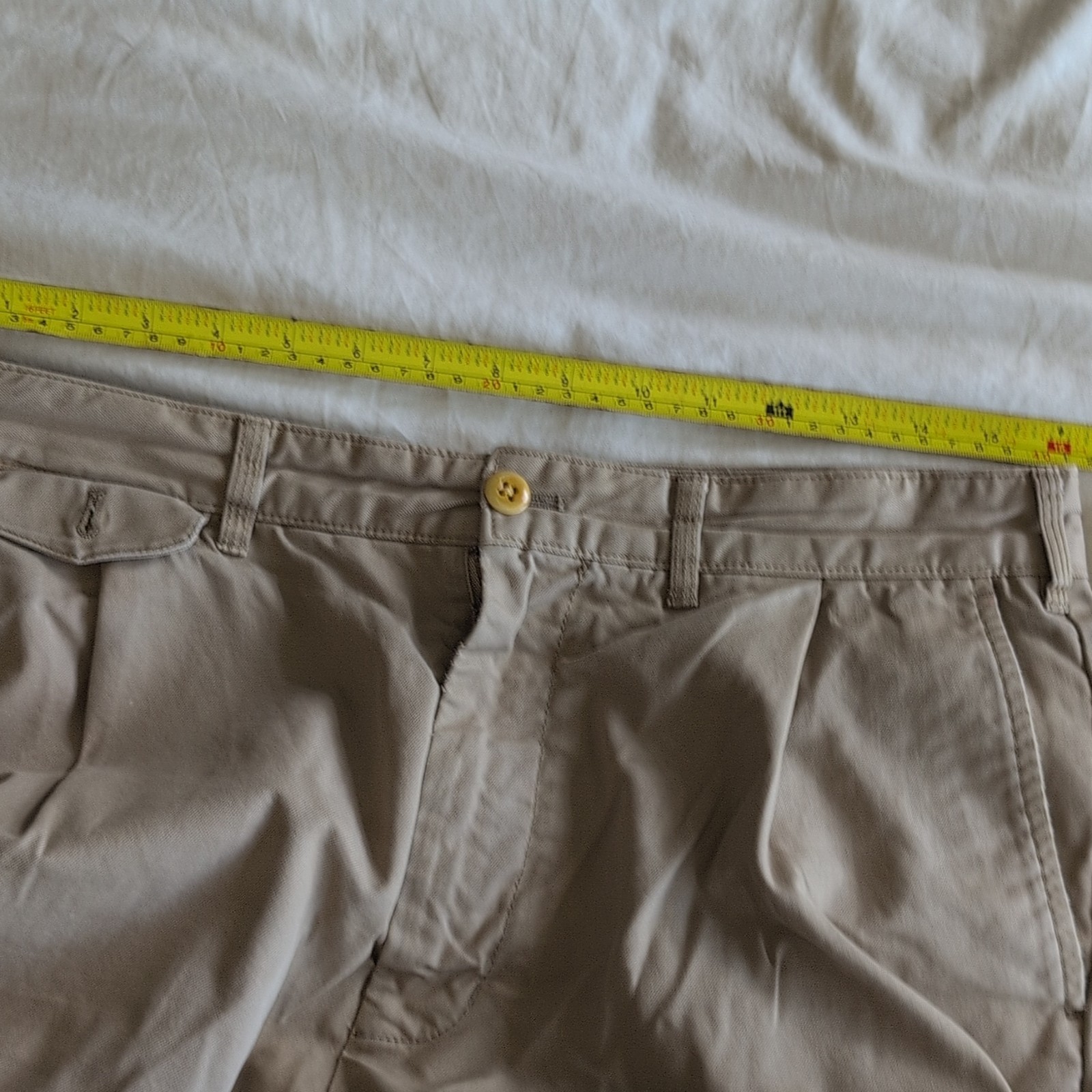 Alex Mill Beige Cotton Twill Chino Pleated Cropped Drop Crotch 31