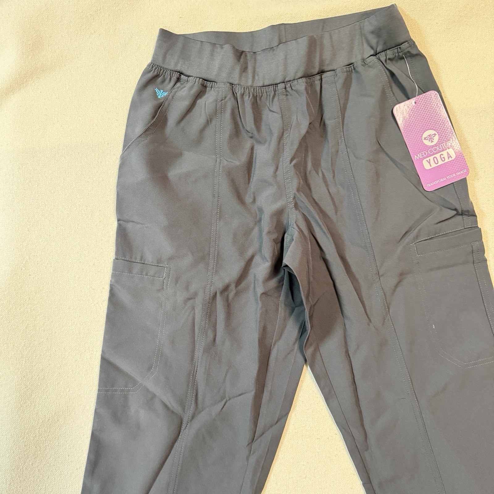 Med Couture Yoga Quick Dry Stretch Women’s Scrub Pants -Small (tall)- Pewter