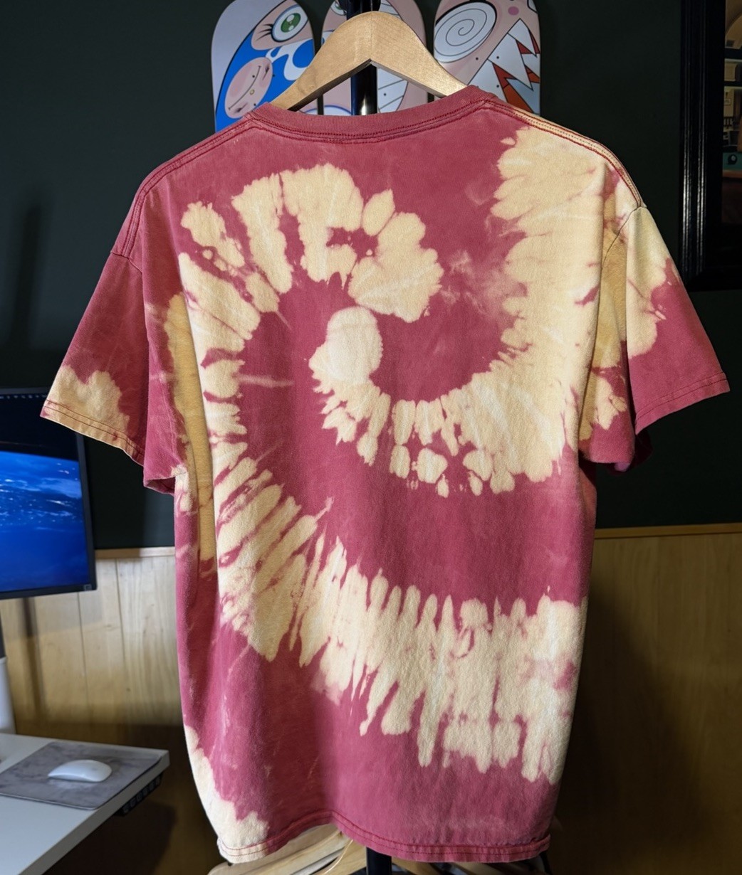 Men’s Thrasher Magazine Skateboarding Custom Bleach Tie-Dye Red/Yellow Tshirt