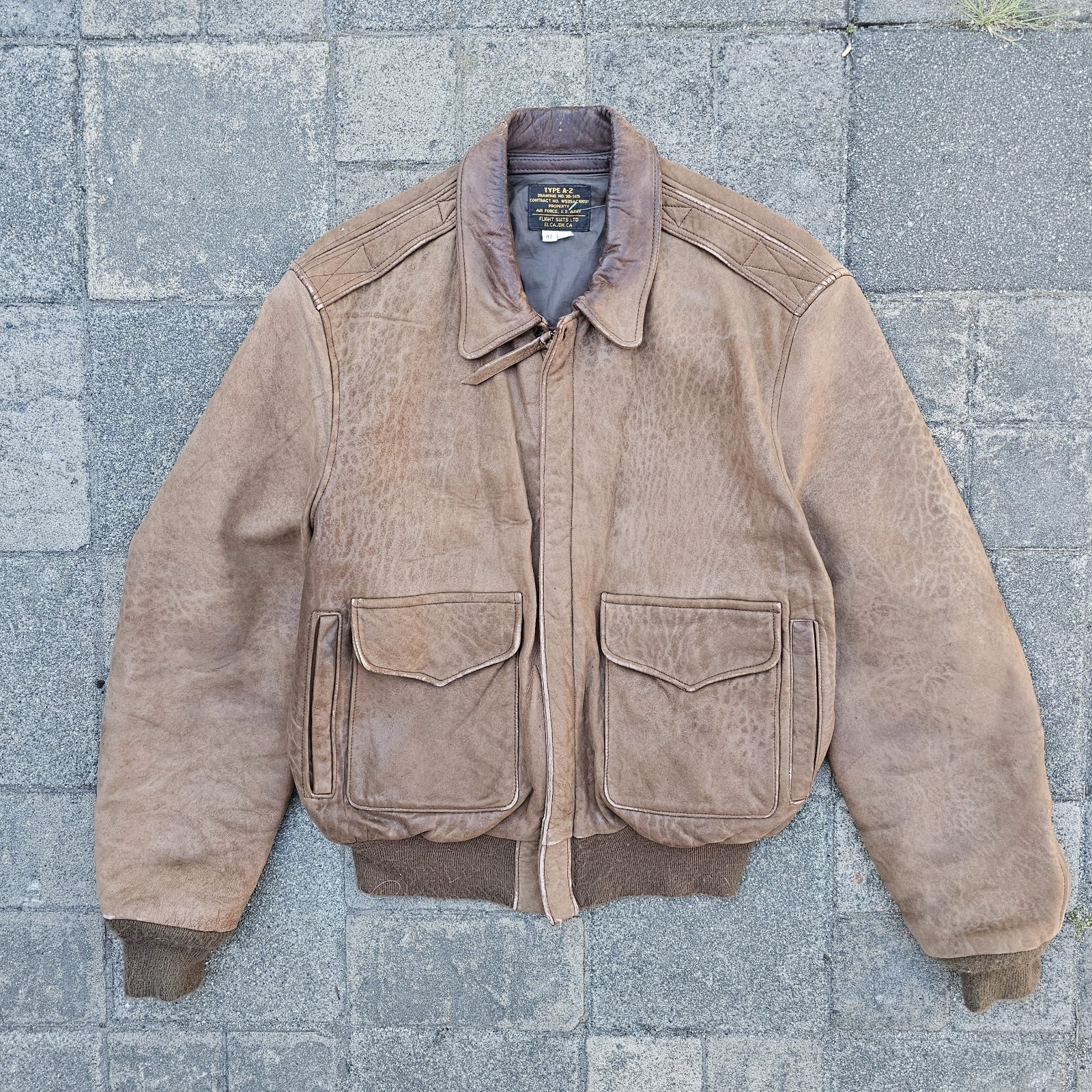 Flight Suits LTD A-2 Flight Jacket Mens 42 Brown Leather Bomber Air Force