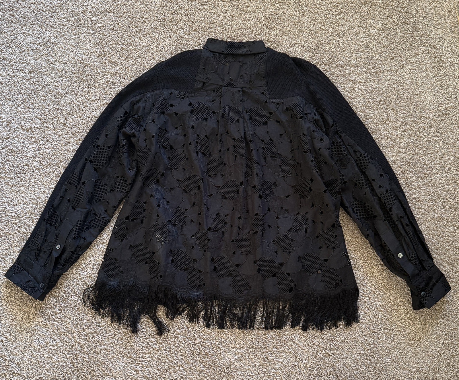 Sacai Luck Japanese knit lace embroidered Cardigan Button