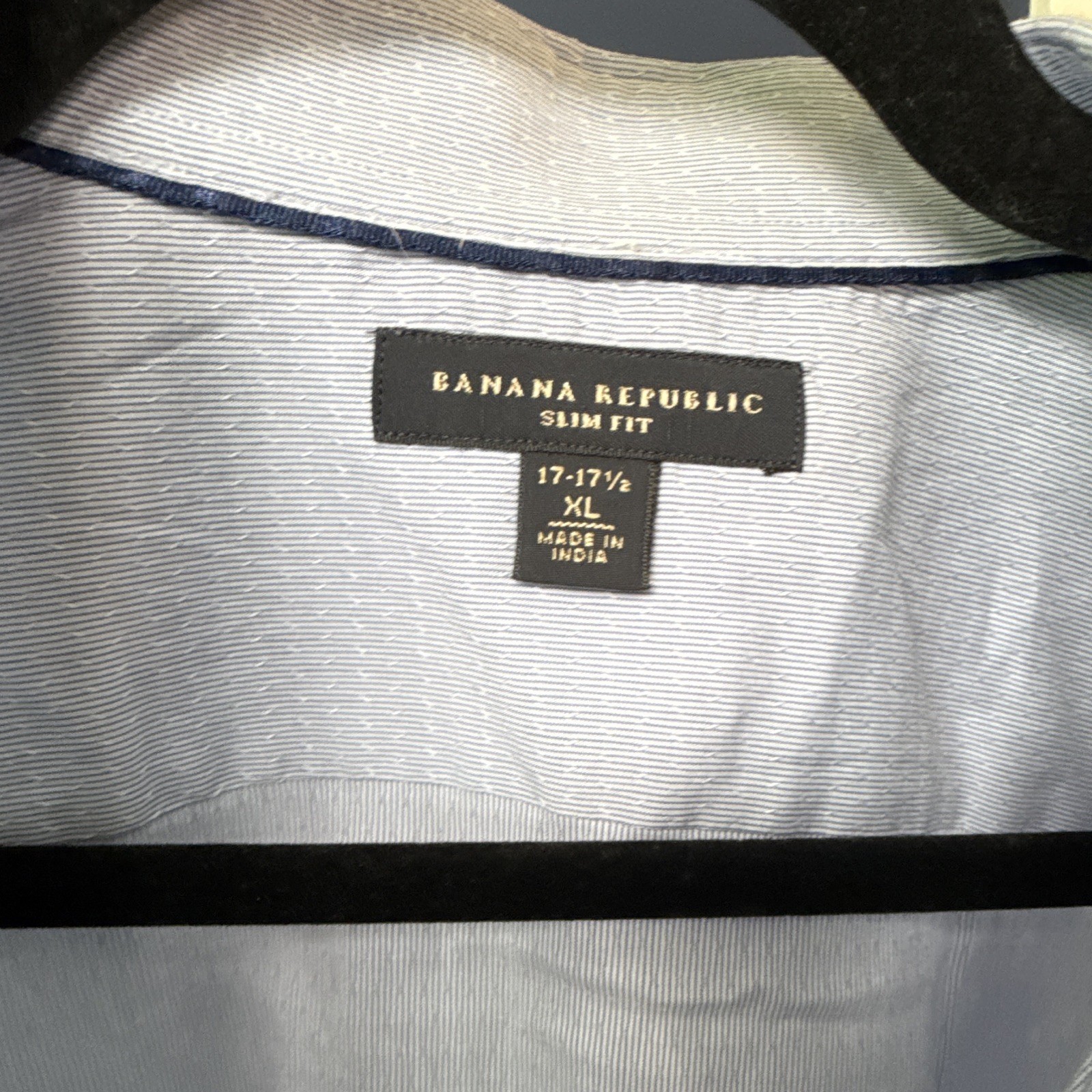 Banana Republic Slim Fit Light Blue Striped Dress Shirt XL 17-17 1/2