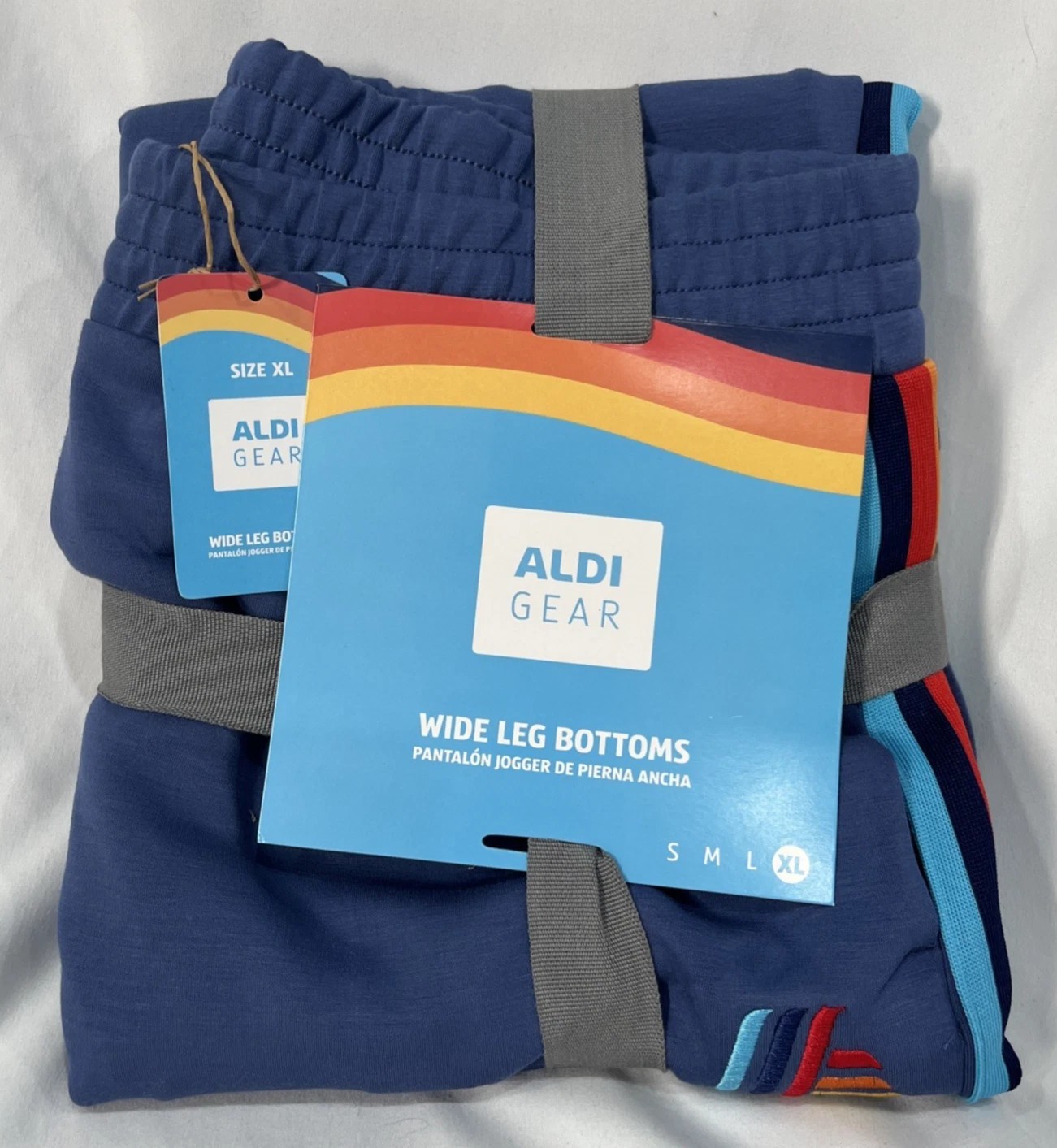 ALDI Gear 2025 Ladies Wide Leg Blue Bottoms Jogger Multicolor Detail Size XL