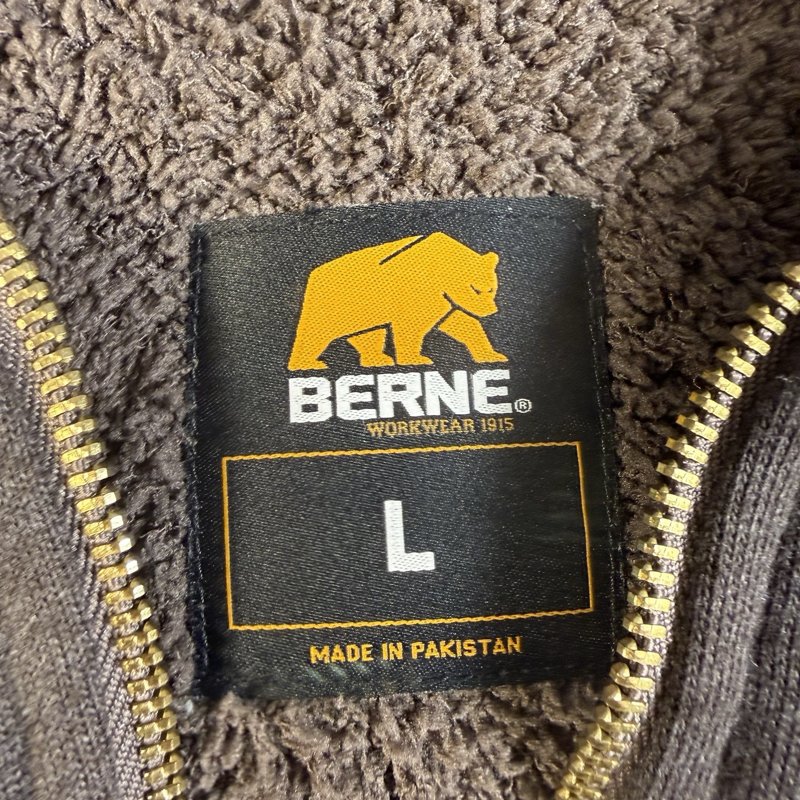 Berne Jacket Womens L Sherpa Hooded Full Zip Coat Gray Work