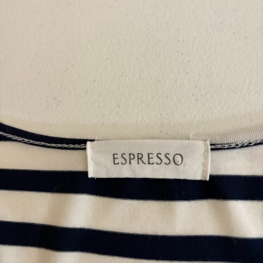 Espresso Blouse Women’s Medium Striped Round Neck Cap Sleeve Casual T-Shirt Top