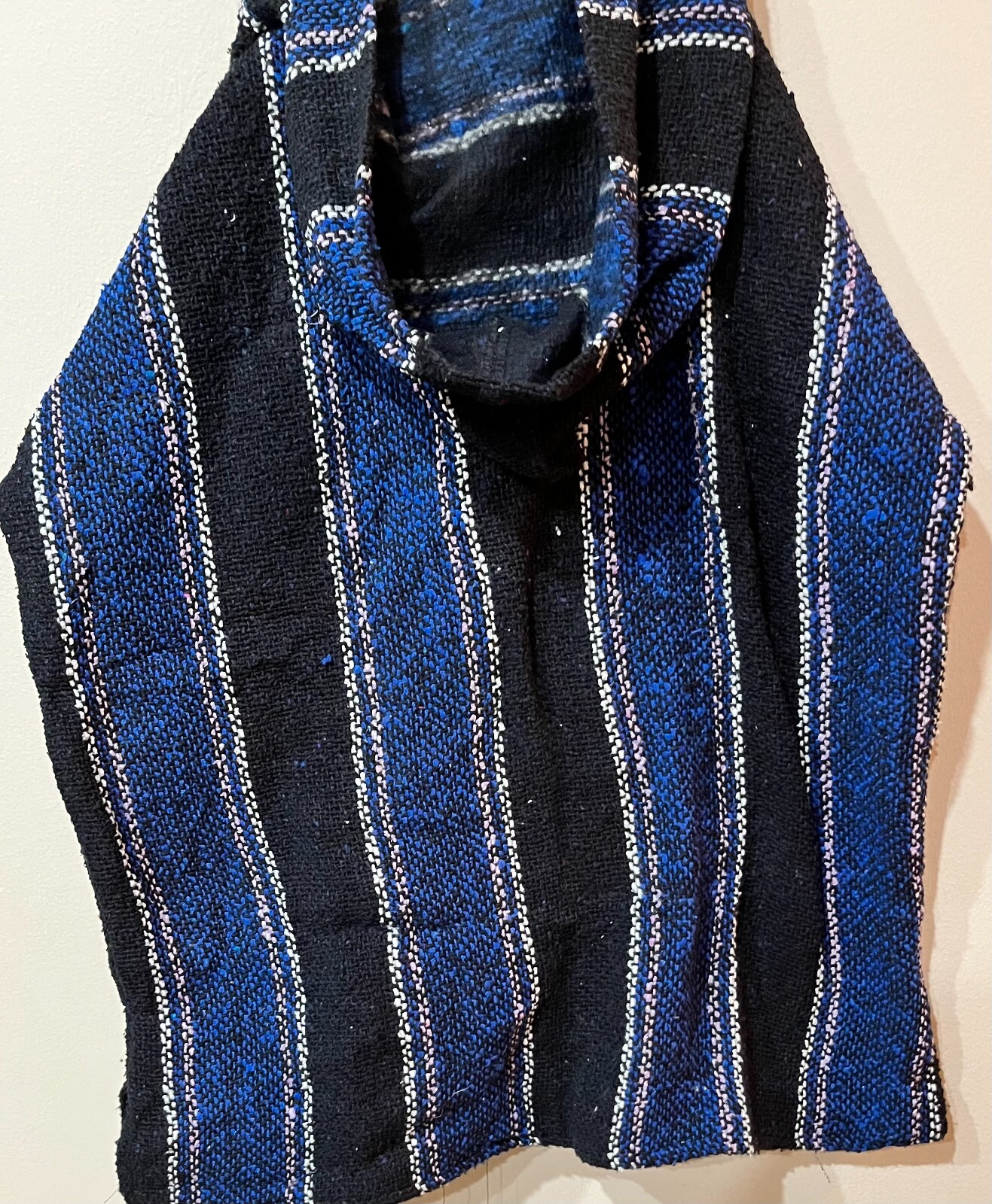 Blue Baja Artesanias VTG Siesta Jerga Mexican Hoody Trippie Hippie sz Medium