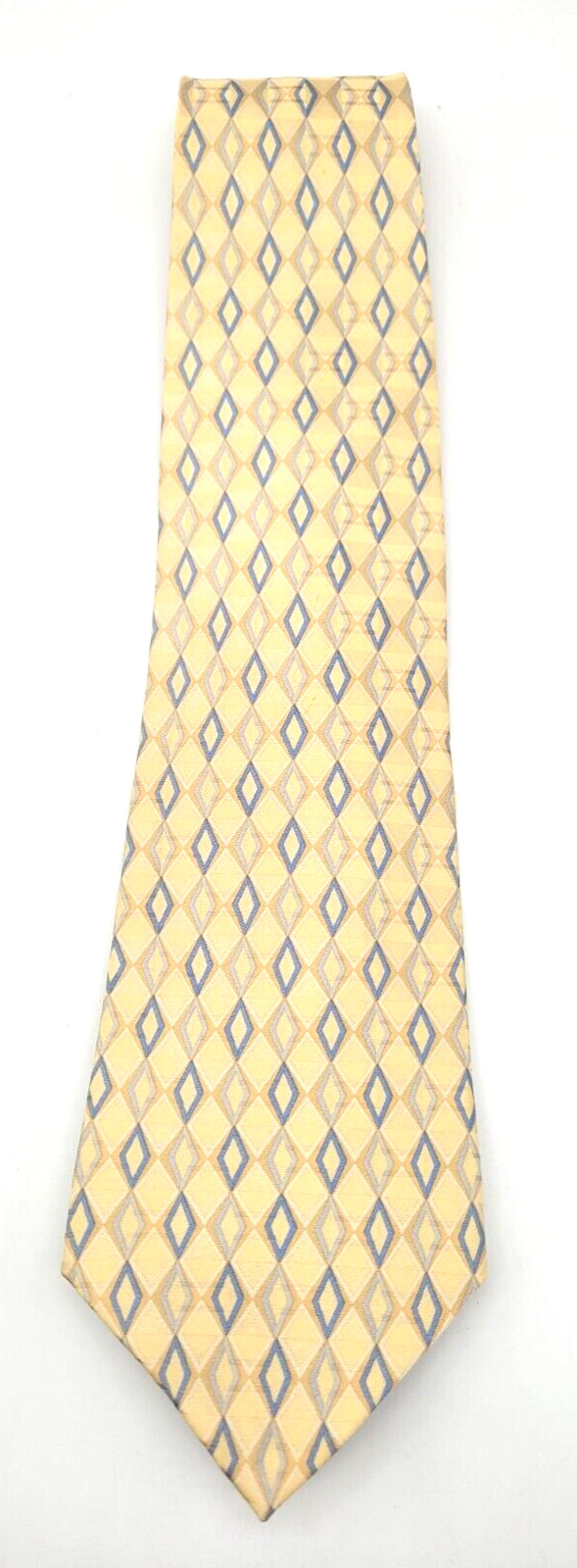 PURITAN Geometric Diamond Men’s 100% Silk Classic Necktie Yellow & Blue 57″-60″