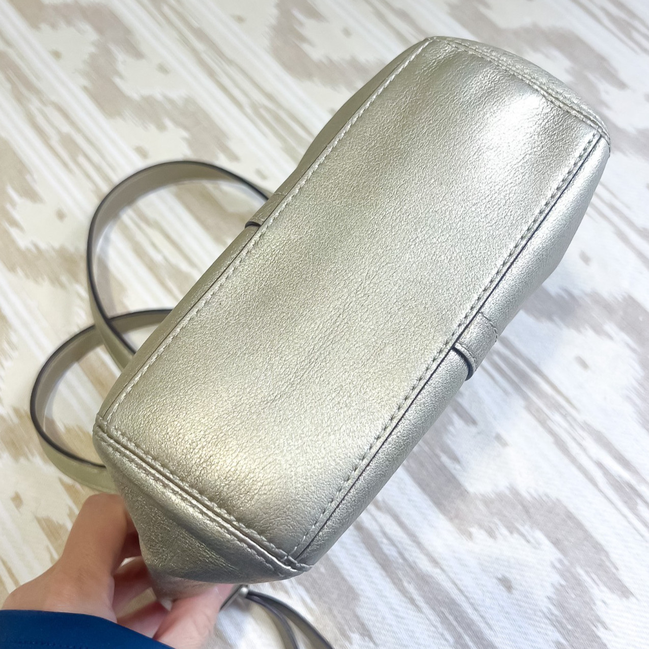 Coach Leah Metallic Gold Small Top-Handled Leather Tote Purse Handbag 42416