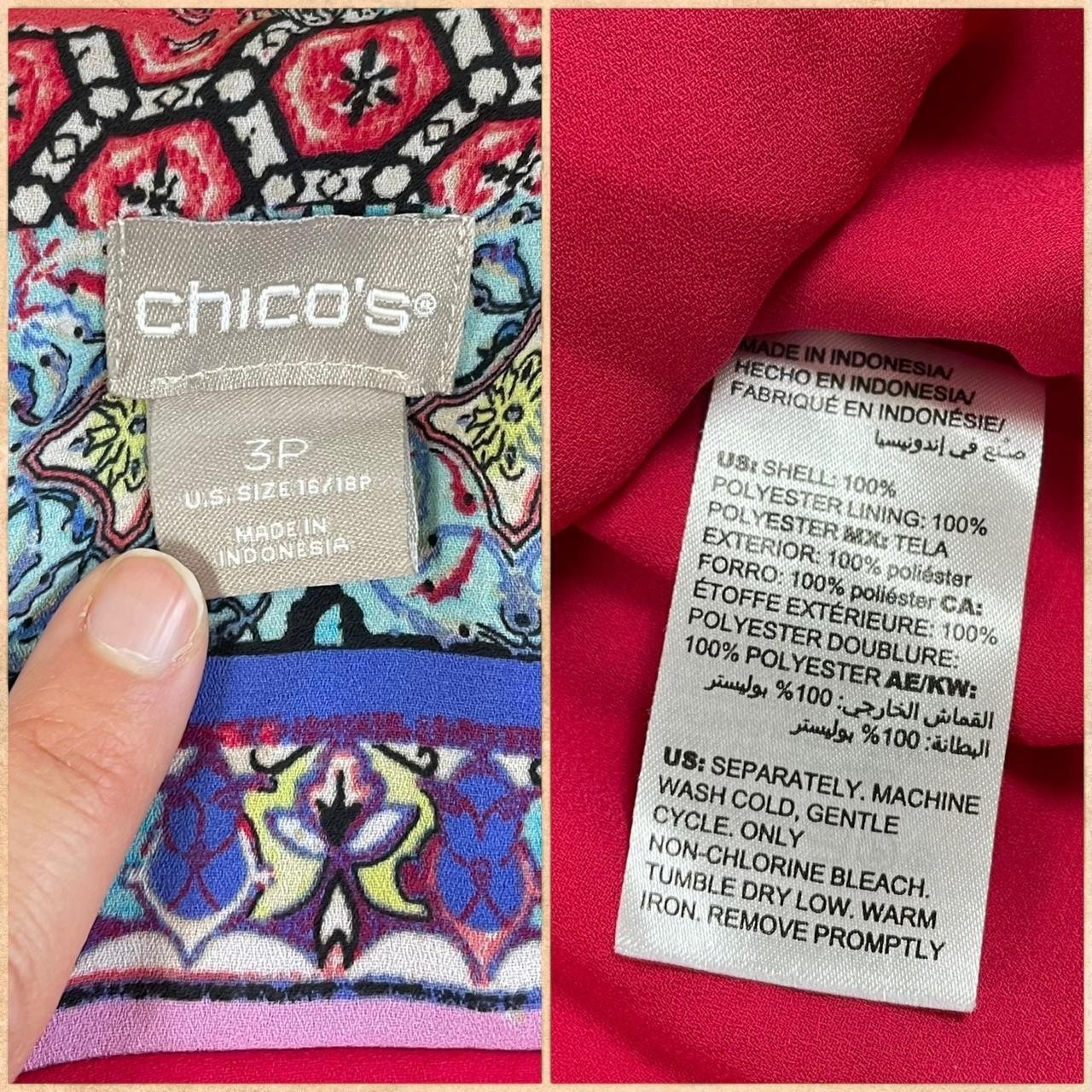 Chicos Blouse Boho Patchwork Scarf Bandanna Print Floral Flutter Sz 3P (16-18)