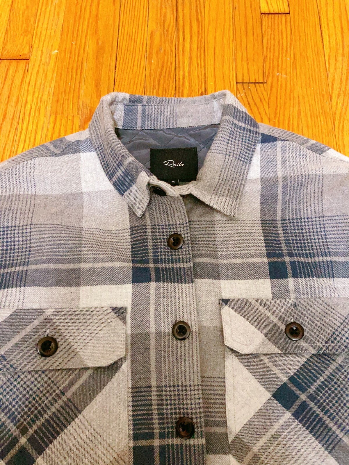 RAILS Worthing Checked Shirt Jacket In Grey Size M Orig. $228 NEW