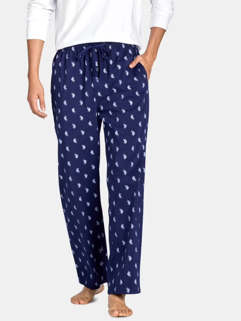 U.S. Polo Assn. SIZE M 32-34 Men Two Pockets Machine Washable Pajamas, Blue NEW